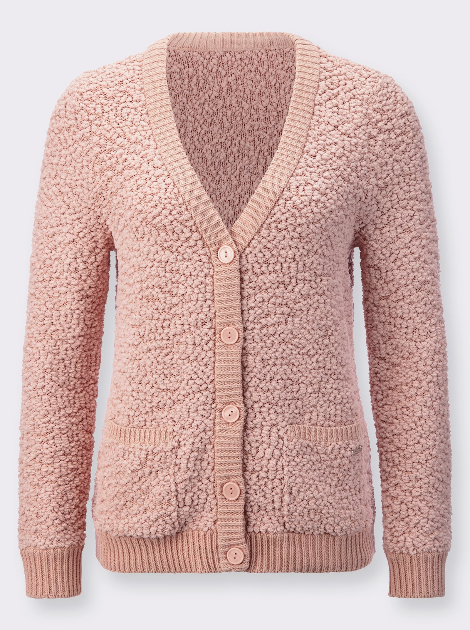 Strickjacke aus Popcorn-Garn - puder