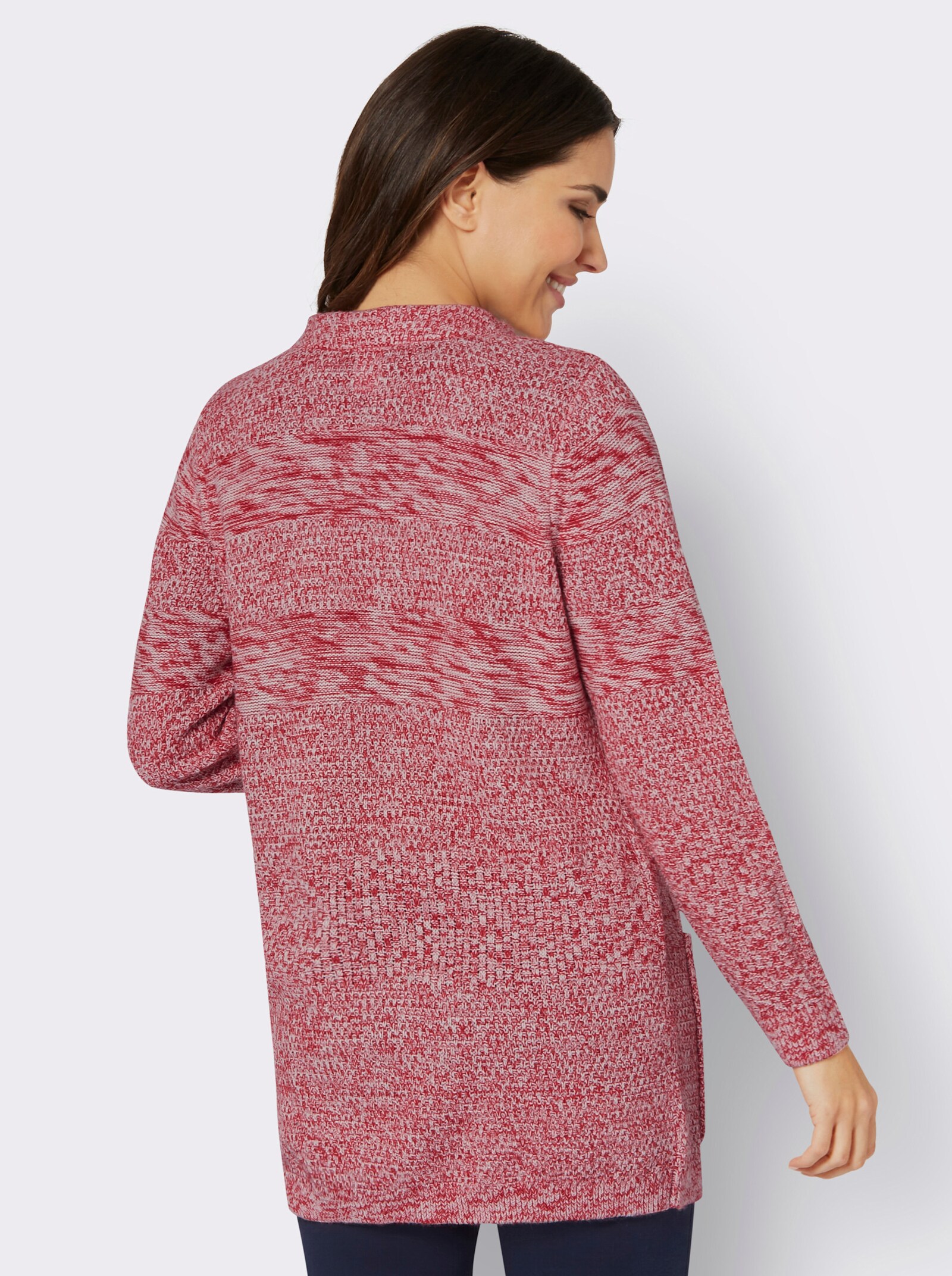 Vest in gemêleerde look - rood/ecru gemêleerd