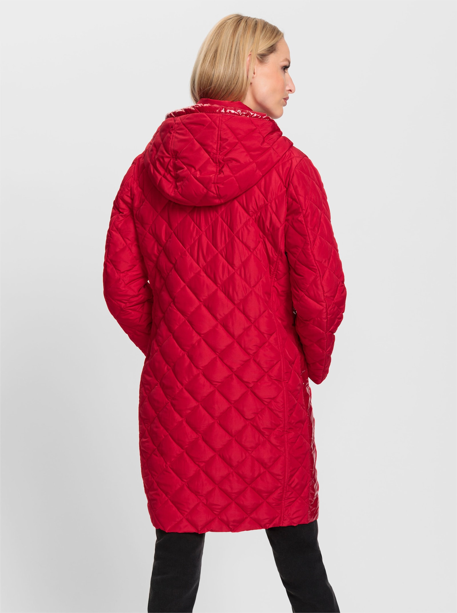 heine Manteau matelassé avec détails aspect verni - rouge