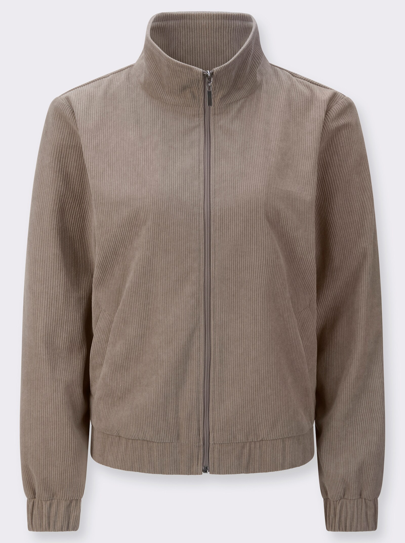  Sweatjacke aus Cord - taupe