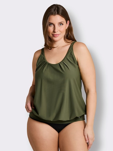 sheego Tankini-Oberteil mit elastischem Bündchen - oliv