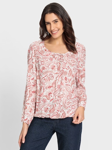 Schlupf-Bluse im Paisley-Dessin - ecru-rosenholz-bedruckt