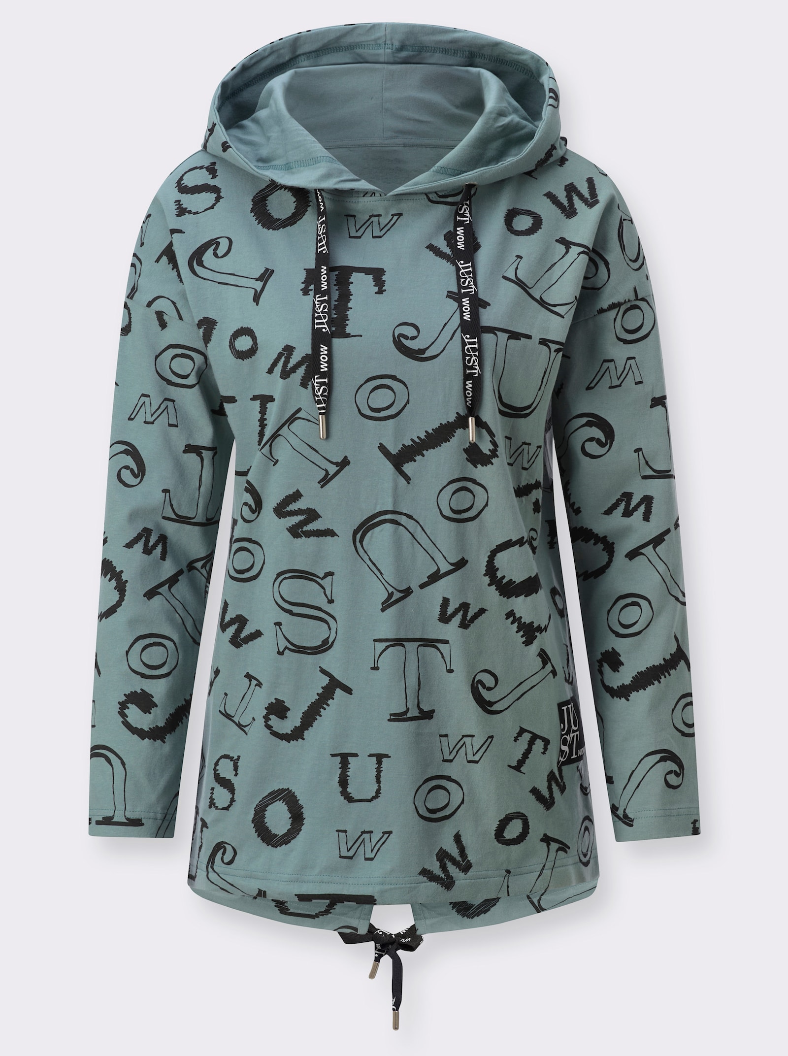 Longshirt im Lettering-Dessin - jade-schwarz