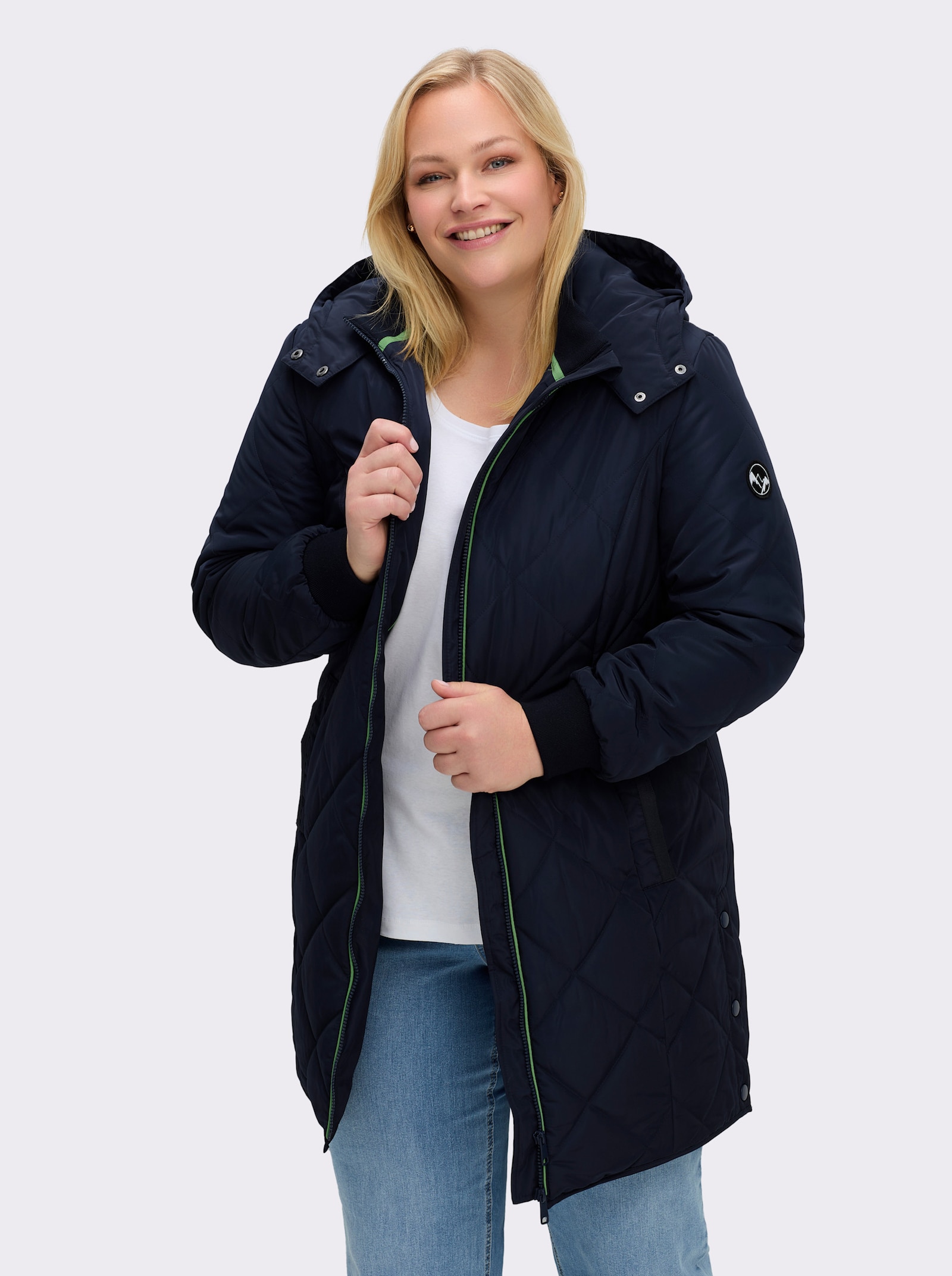 sheego Steppjacke mit abnehmbarer Kapuze - tiefblau