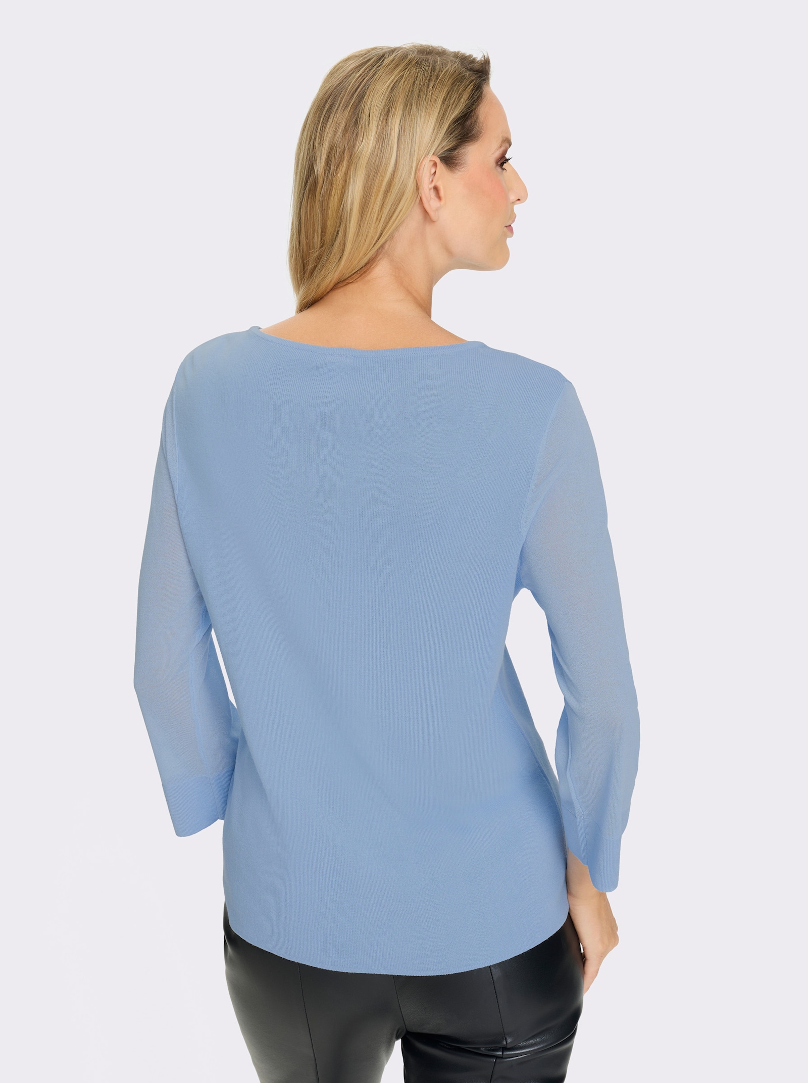 heine Feinstrickpullover mit Jersey-Ärmeln - eisblau