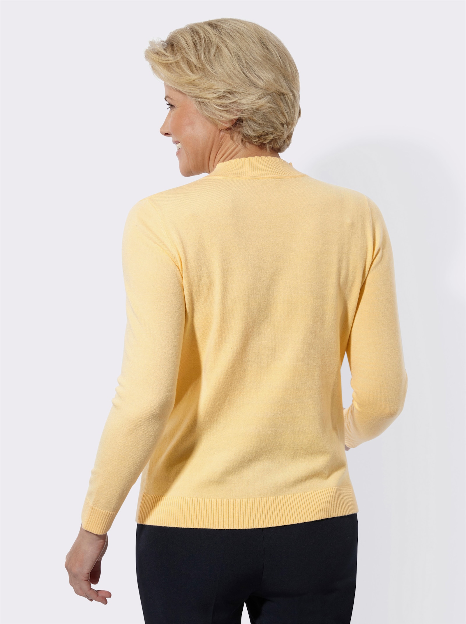 Stehkragenpullover mit Stickerei - vanille