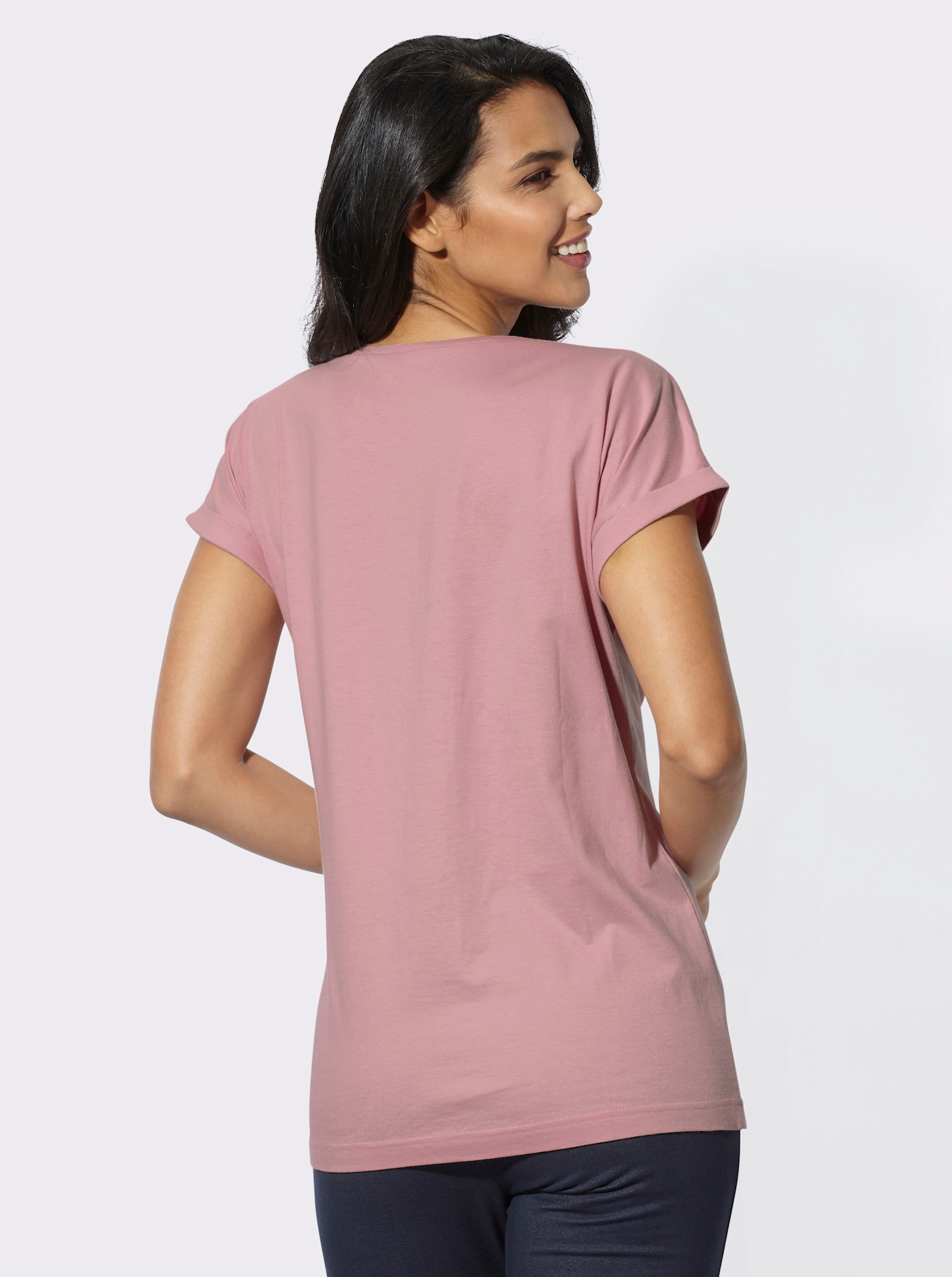 Freizeitshirt mit fixiertem Ärmelaufschlag - hortensie