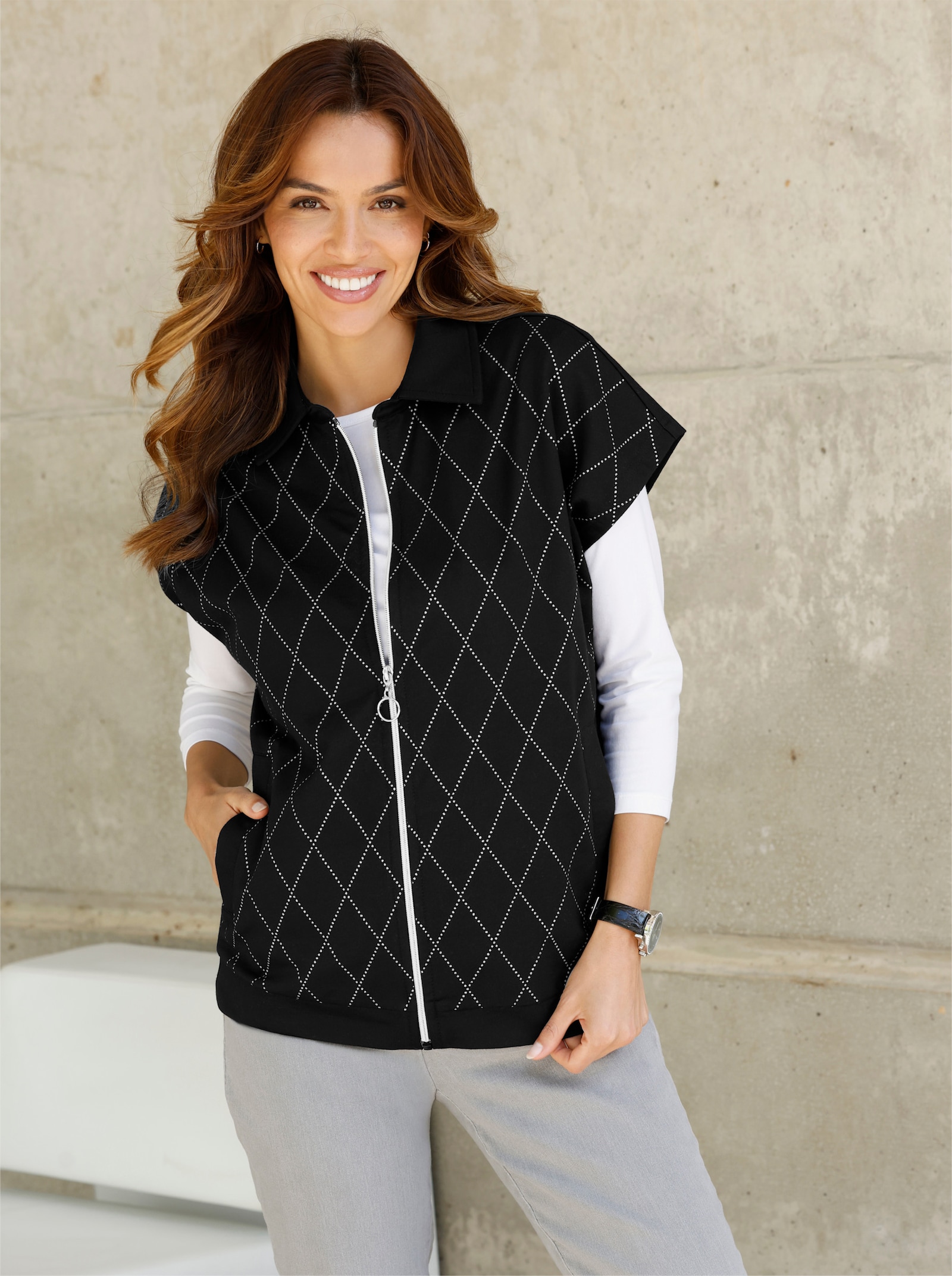 Sweatweste mit Folien-Druck vorne - schwarz