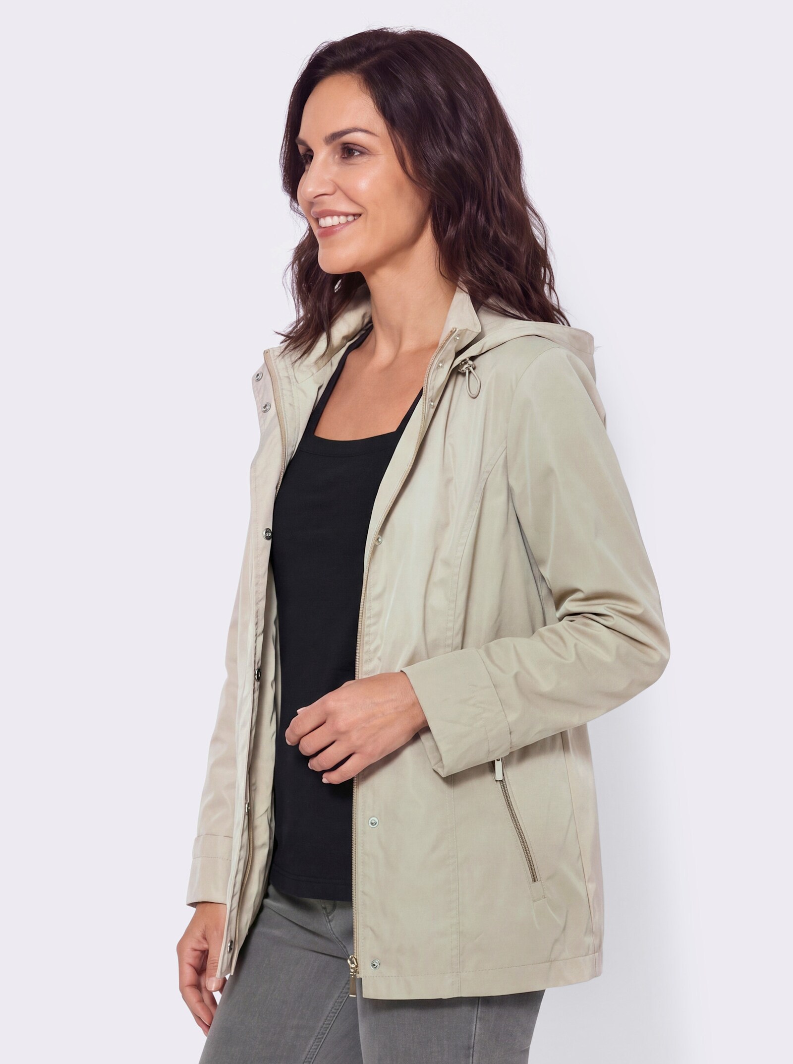 Outdoorjacke mit Innentasche - sand