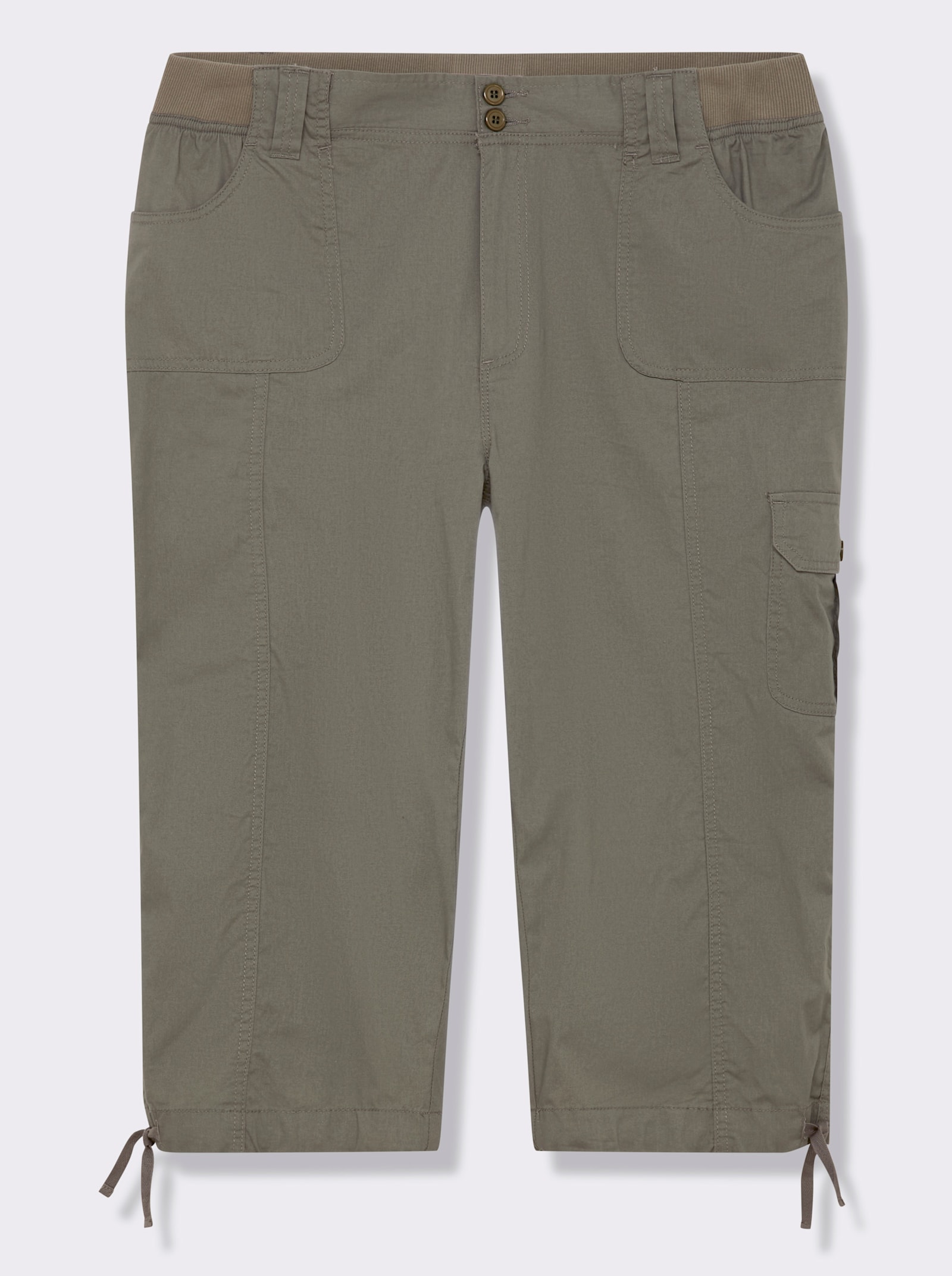 Caprihose mit weitenverstellbarem Saum - hellkhaki