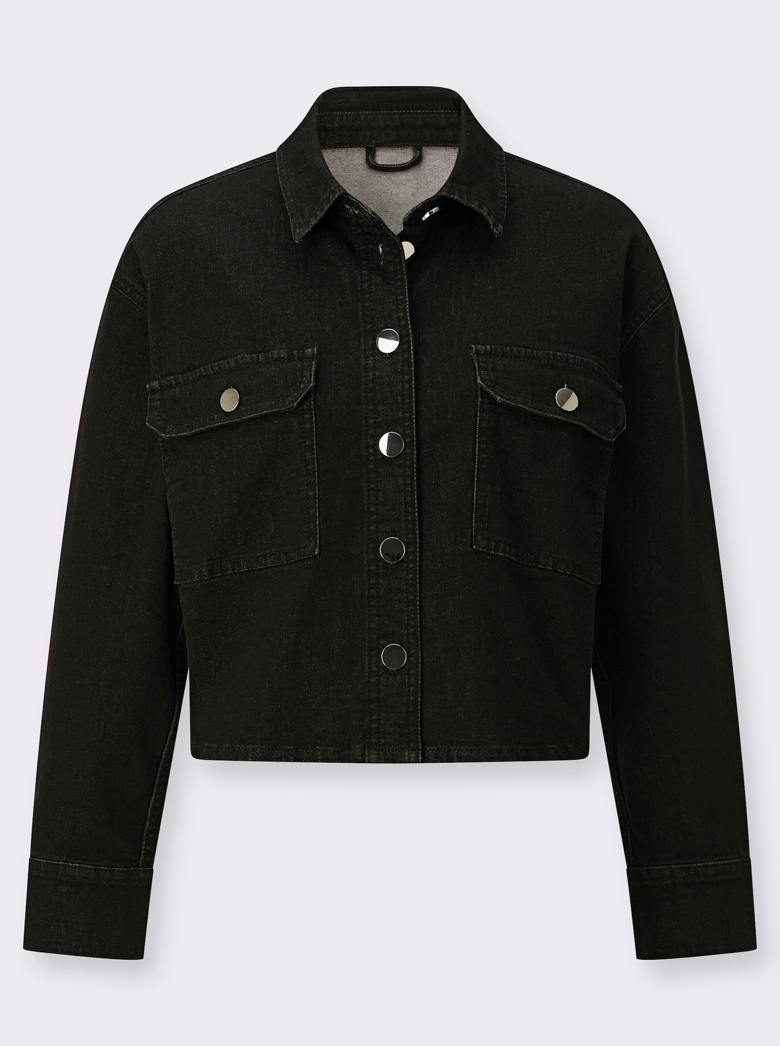 Jeansbluse im Oversized-Schnitt - black-denim