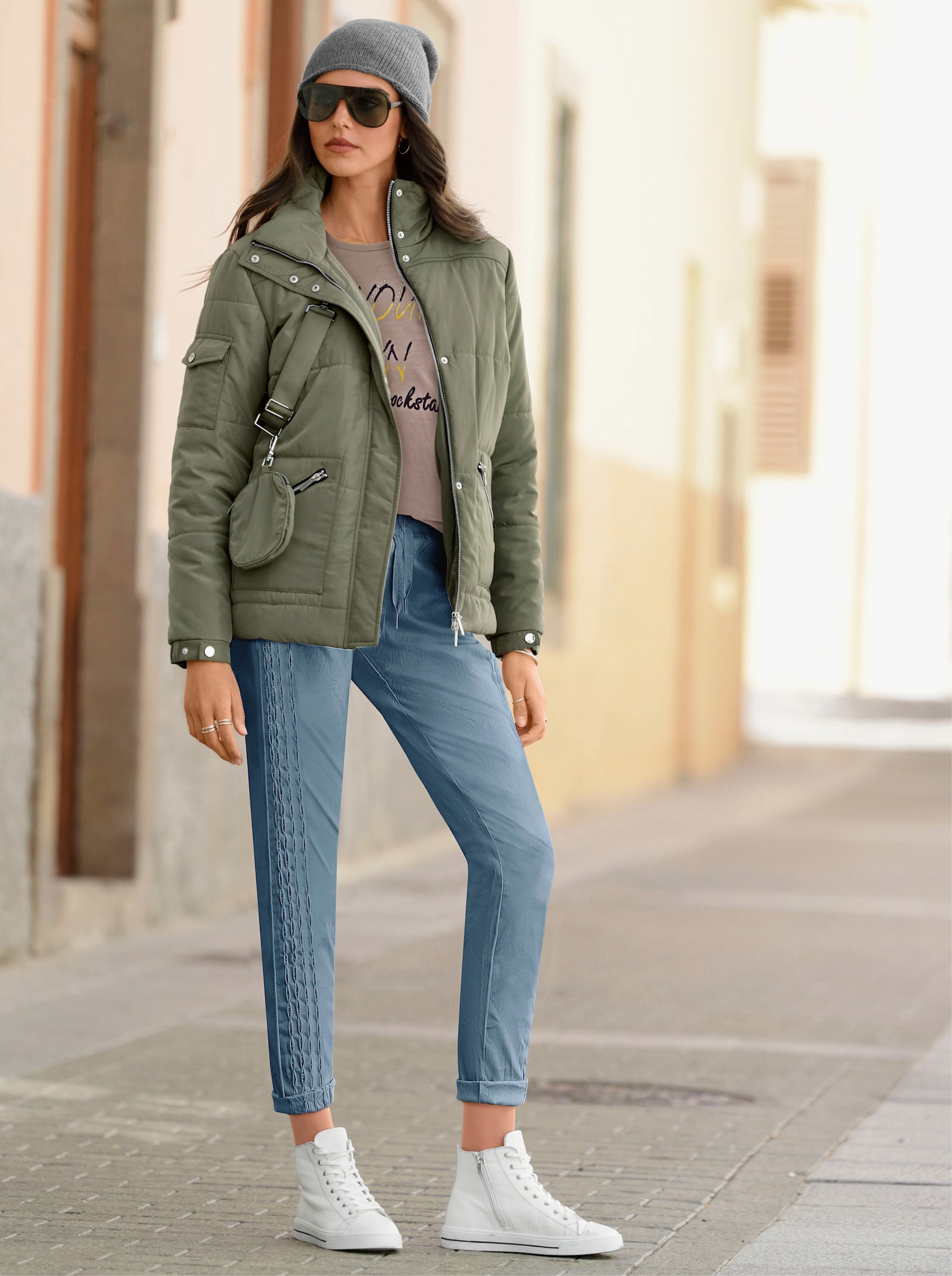 heine Steppjacke mit 2-Wege-Zipper - khaki