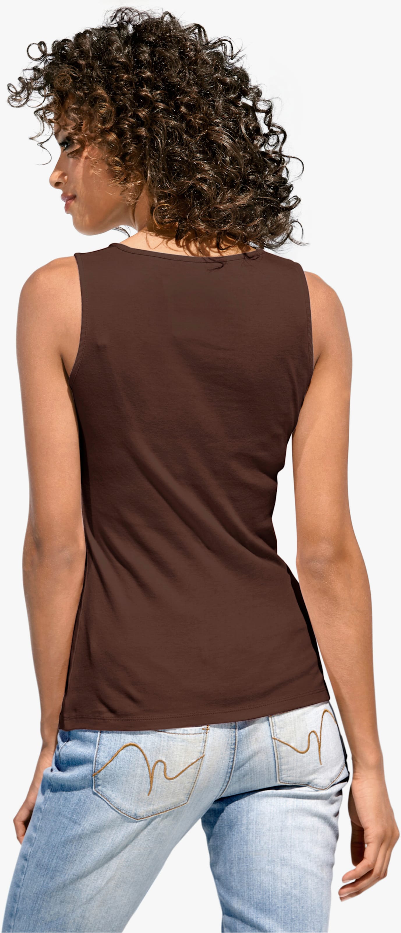 heine Shirttop mit Karree-Ausschnitt - schokobraun