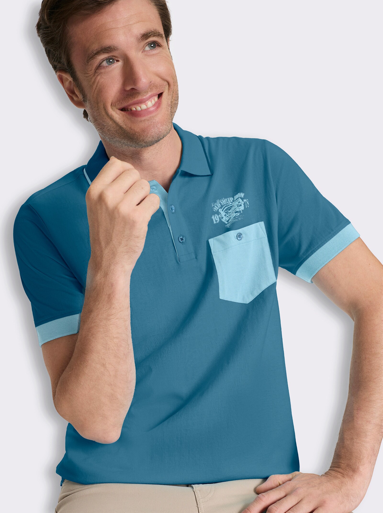 Poloshirt mit kontrastfarbigen Details - topas