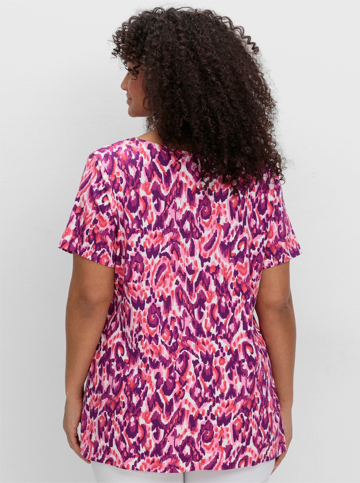 sheego by Joe Browns Shirt met V-hals - pink gedessineerd