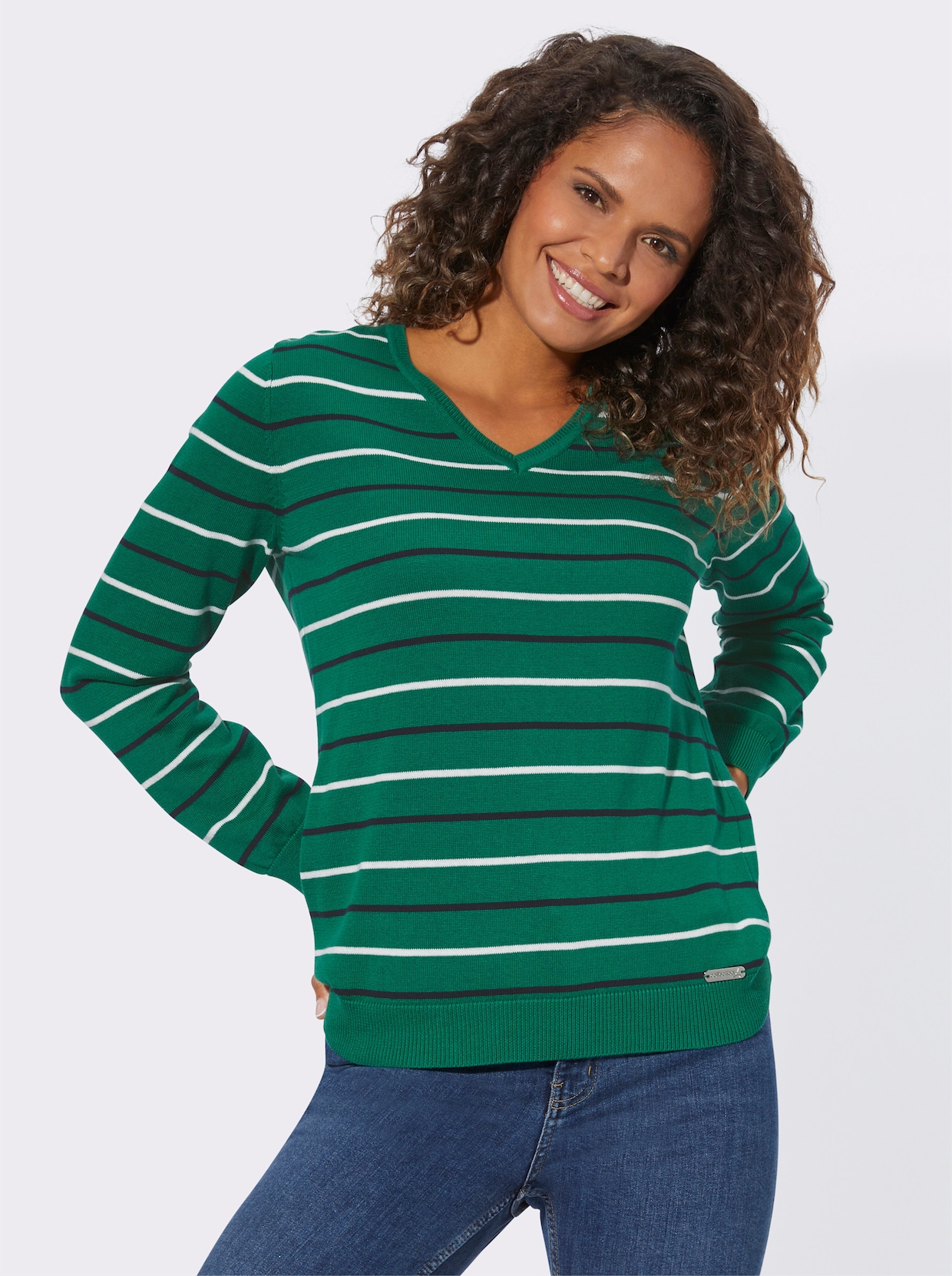 Pullover met lange mouwen - groen gestreept
