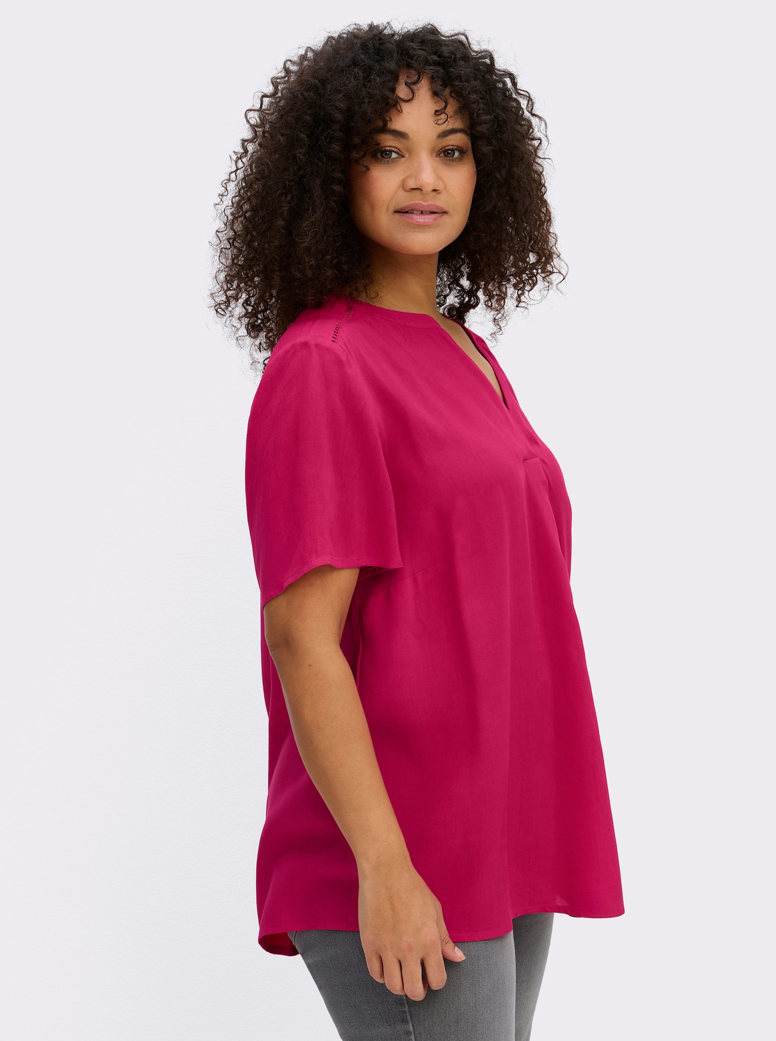 sheego Tunika mit Spitze - pink