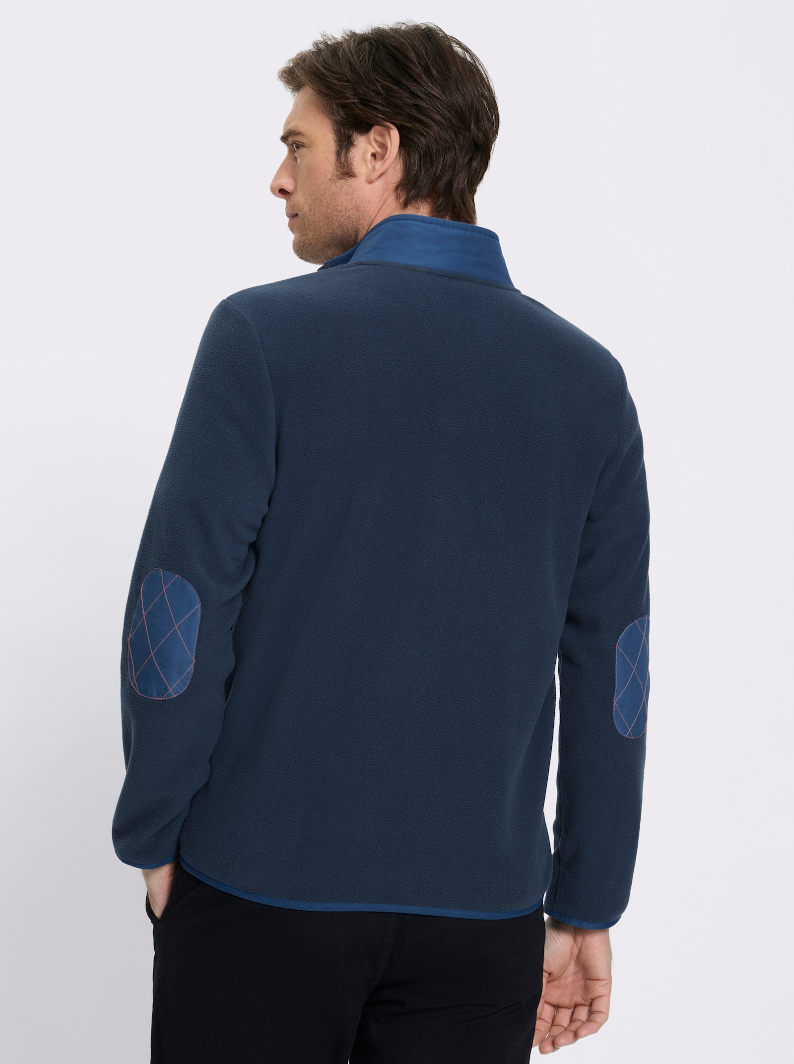 Marco Donati Fleeceshirt mit Ellbogen-Patches - dunkelblau