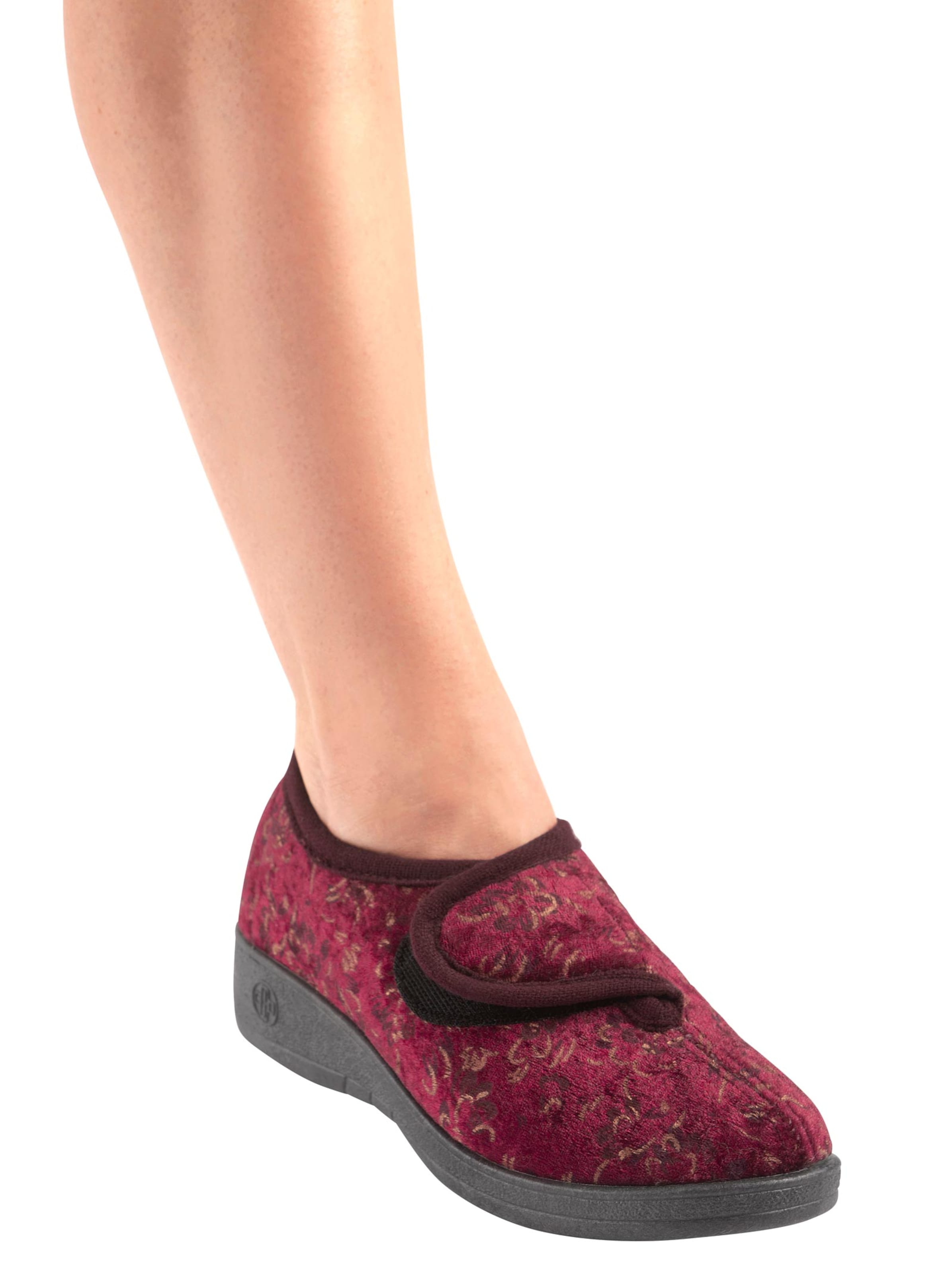 Hausschuh - bordeaux-gemustert
