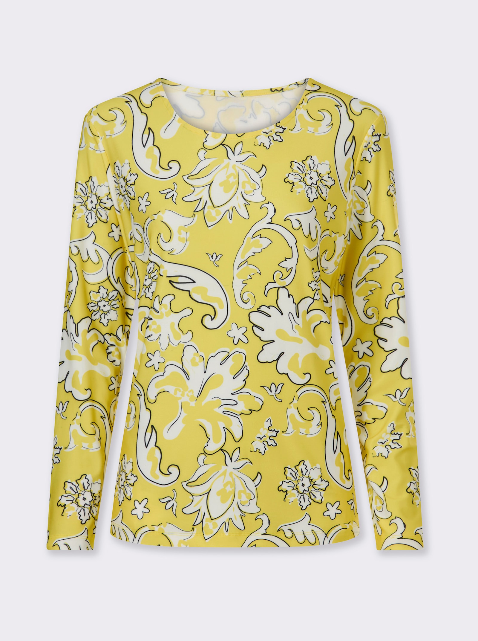 heine Langarmshirt aus Kofferware - limone-ecru-bedruckt