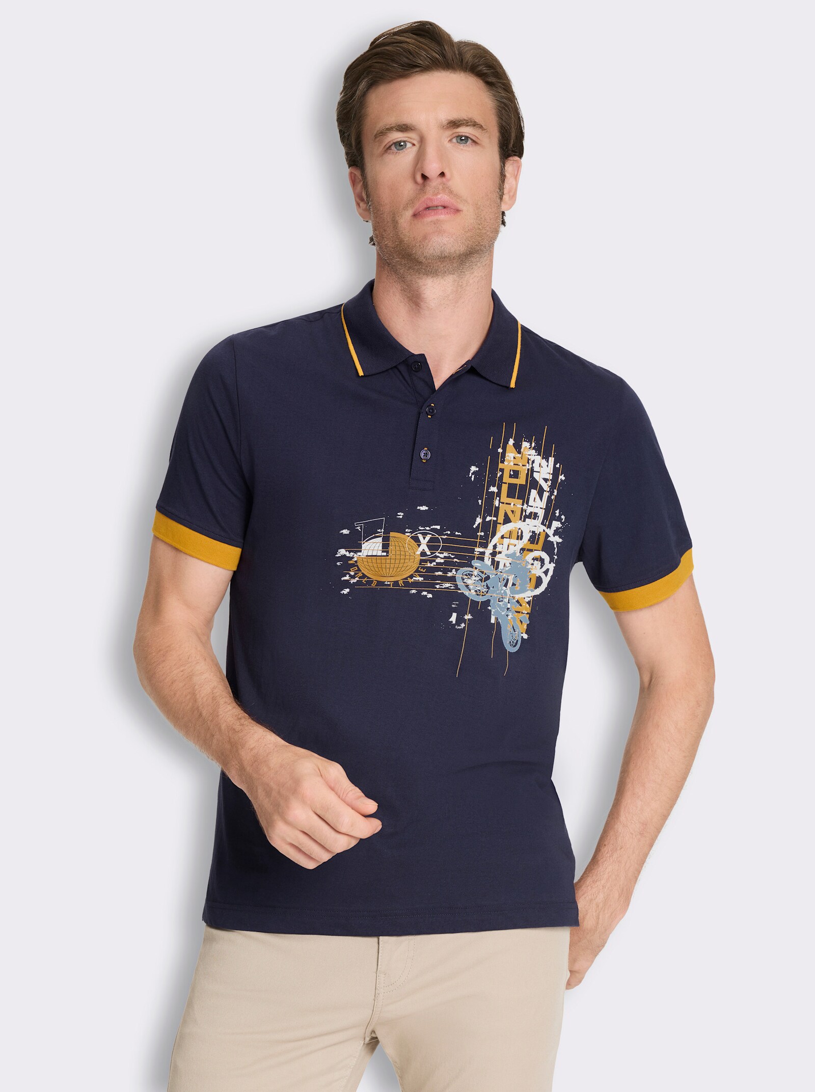 Poloshirt mit Print - marine-bedruckt