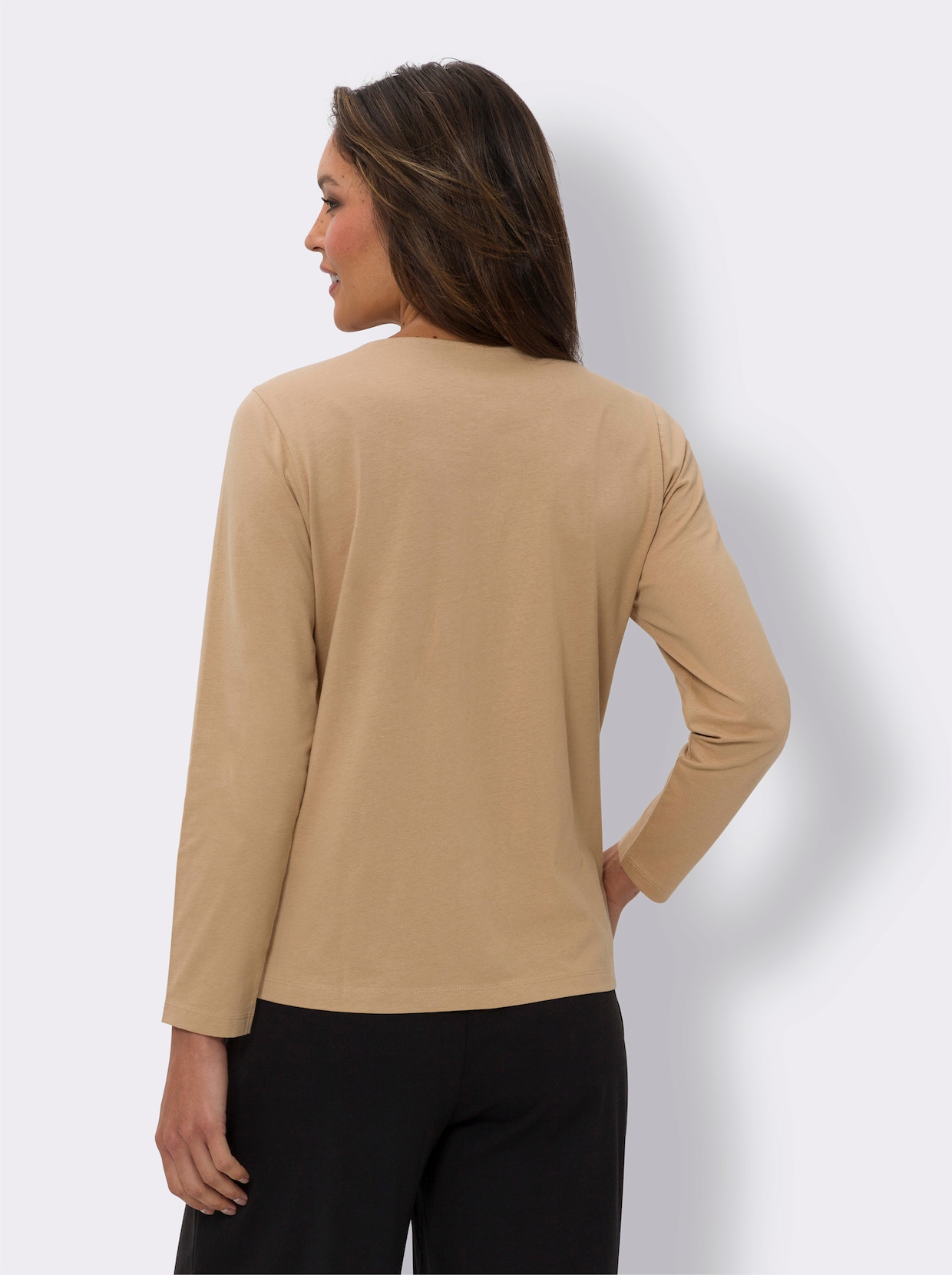 Langarmshirt - camel-schwarz