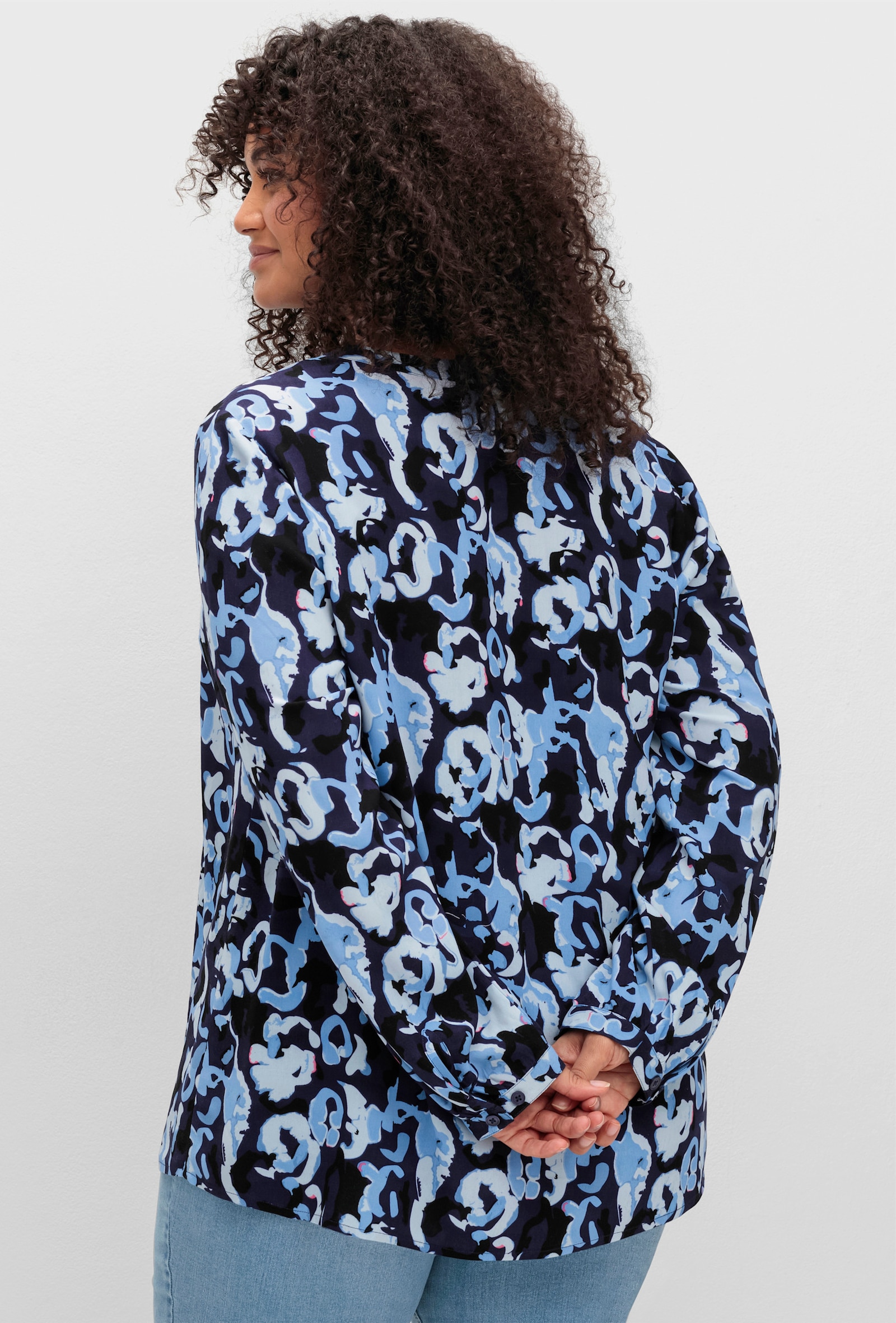 sheego Tunika mit floralem Alloverprint - marine-gemustert