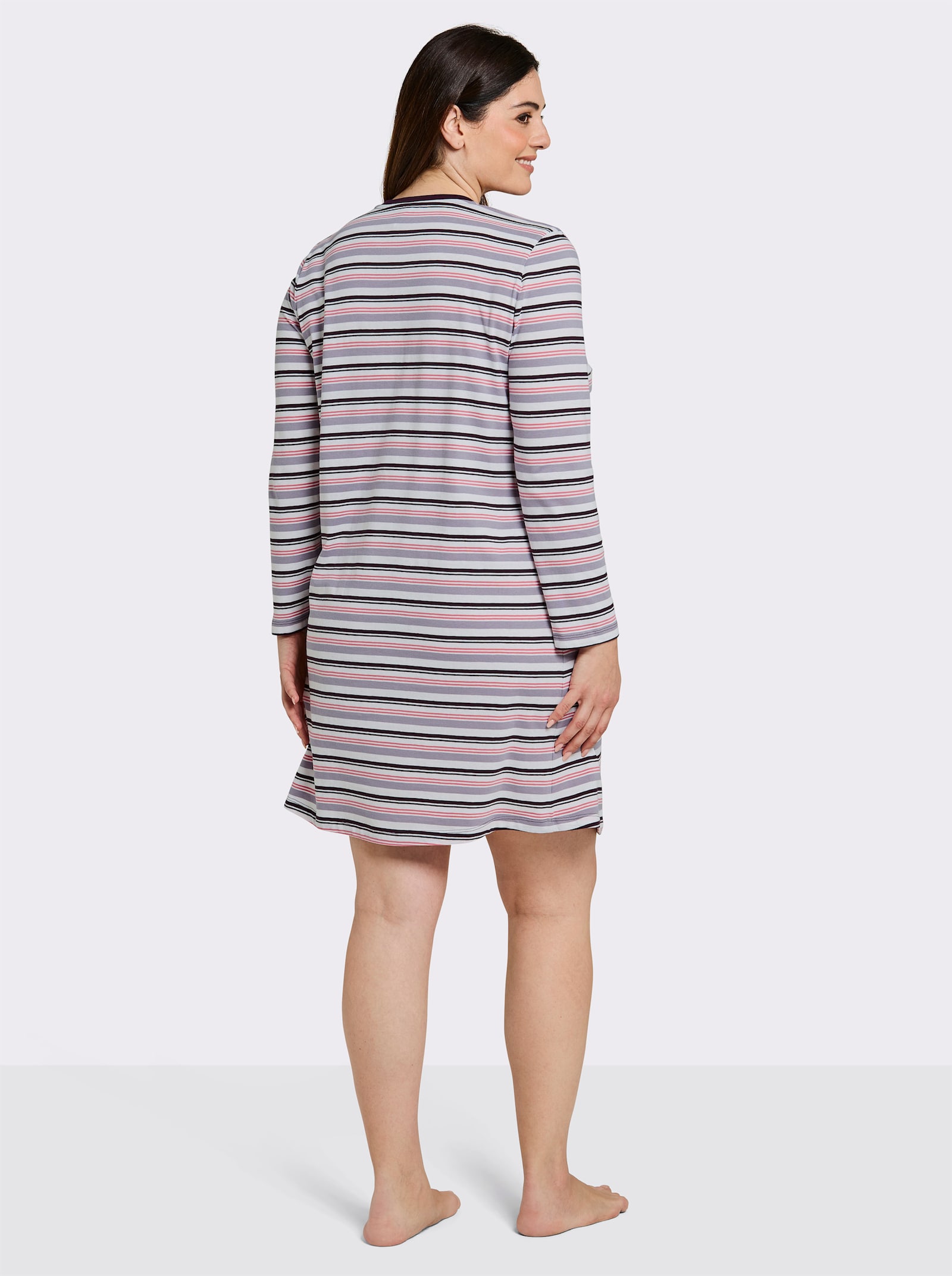 wäschepur Sleepshirt mit garngefärbtem Ringelmuster - pflaume