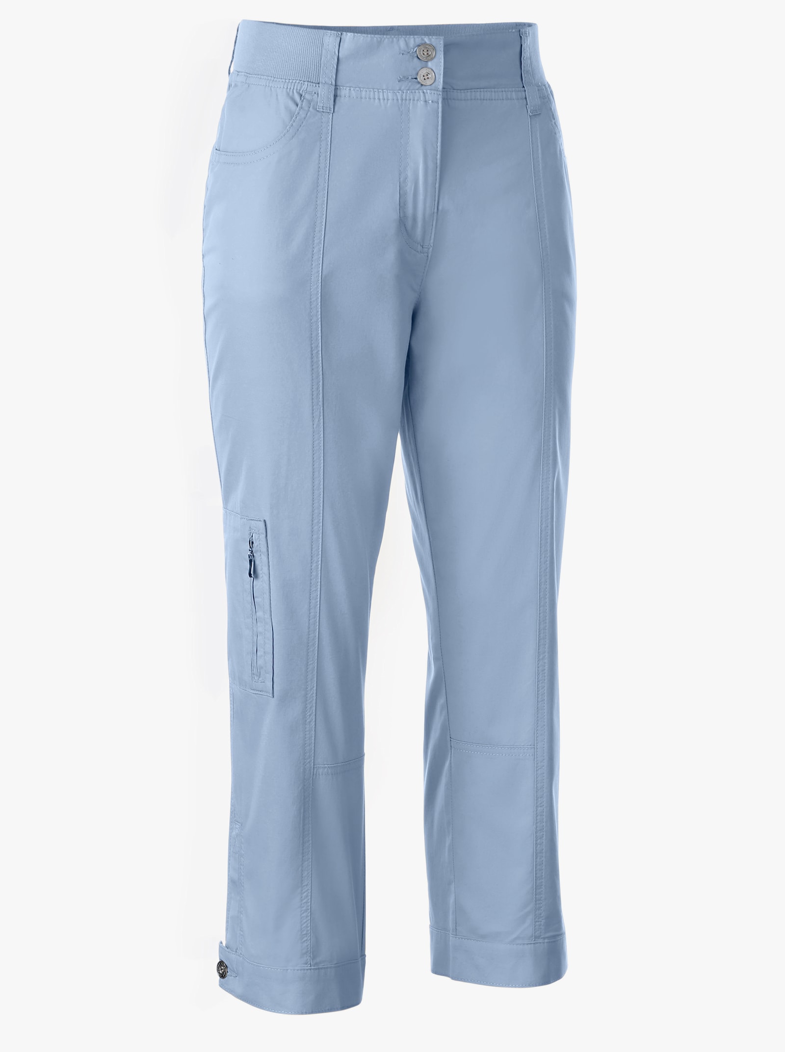 Stretch-Hose mit Zipper am Beinabschluss - hellblau