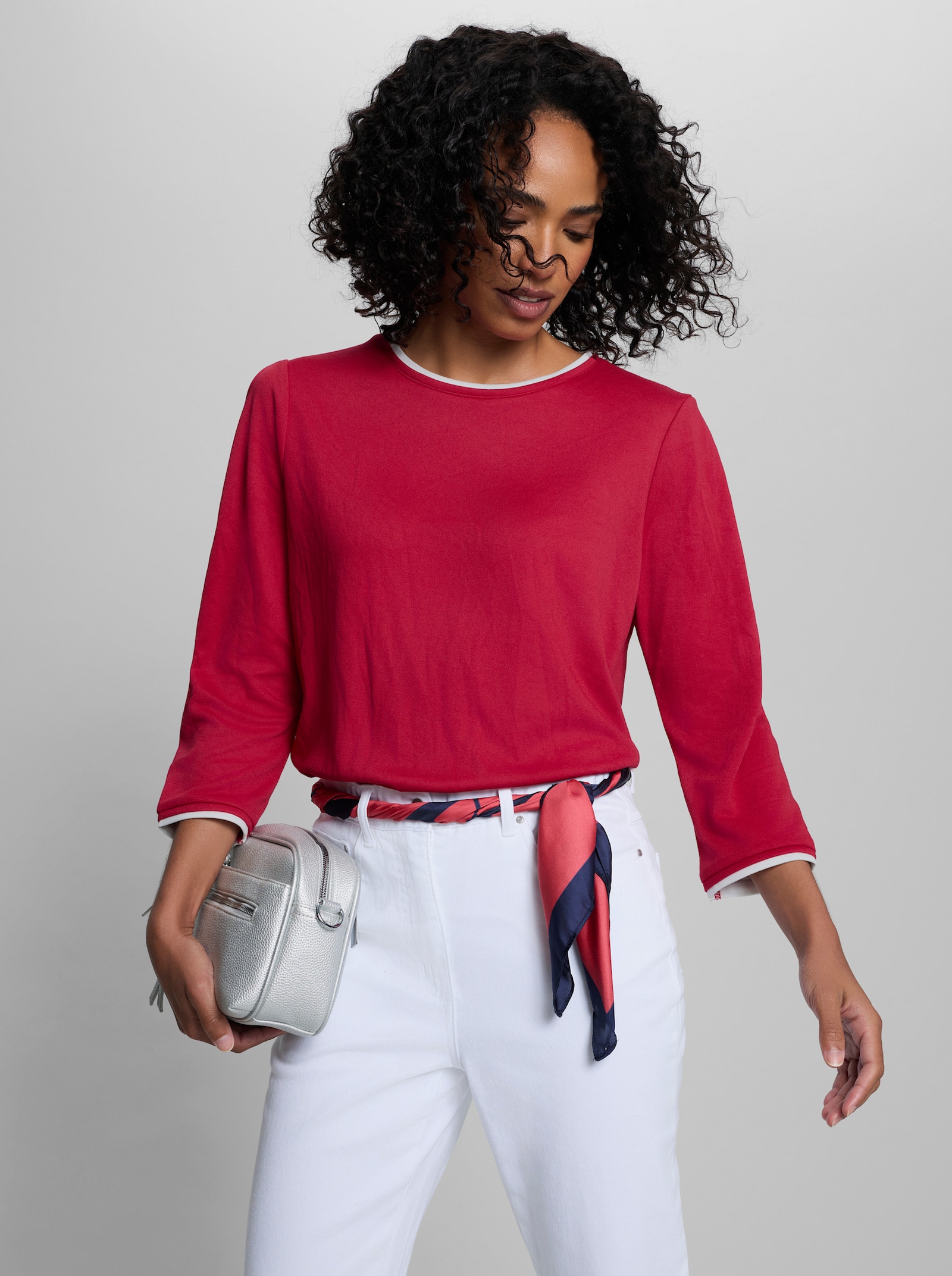 heine Langarmshirt mit Kontrast-Details - rot