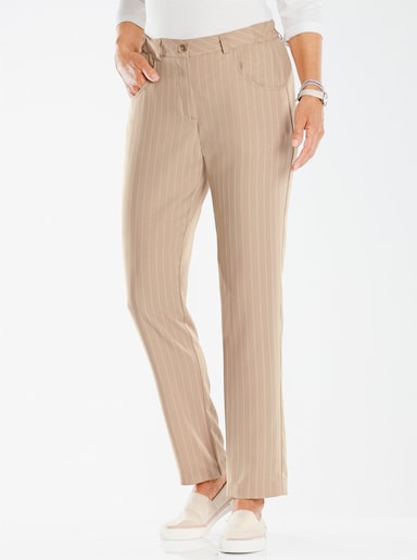 Broek - beige/ecru gestreept