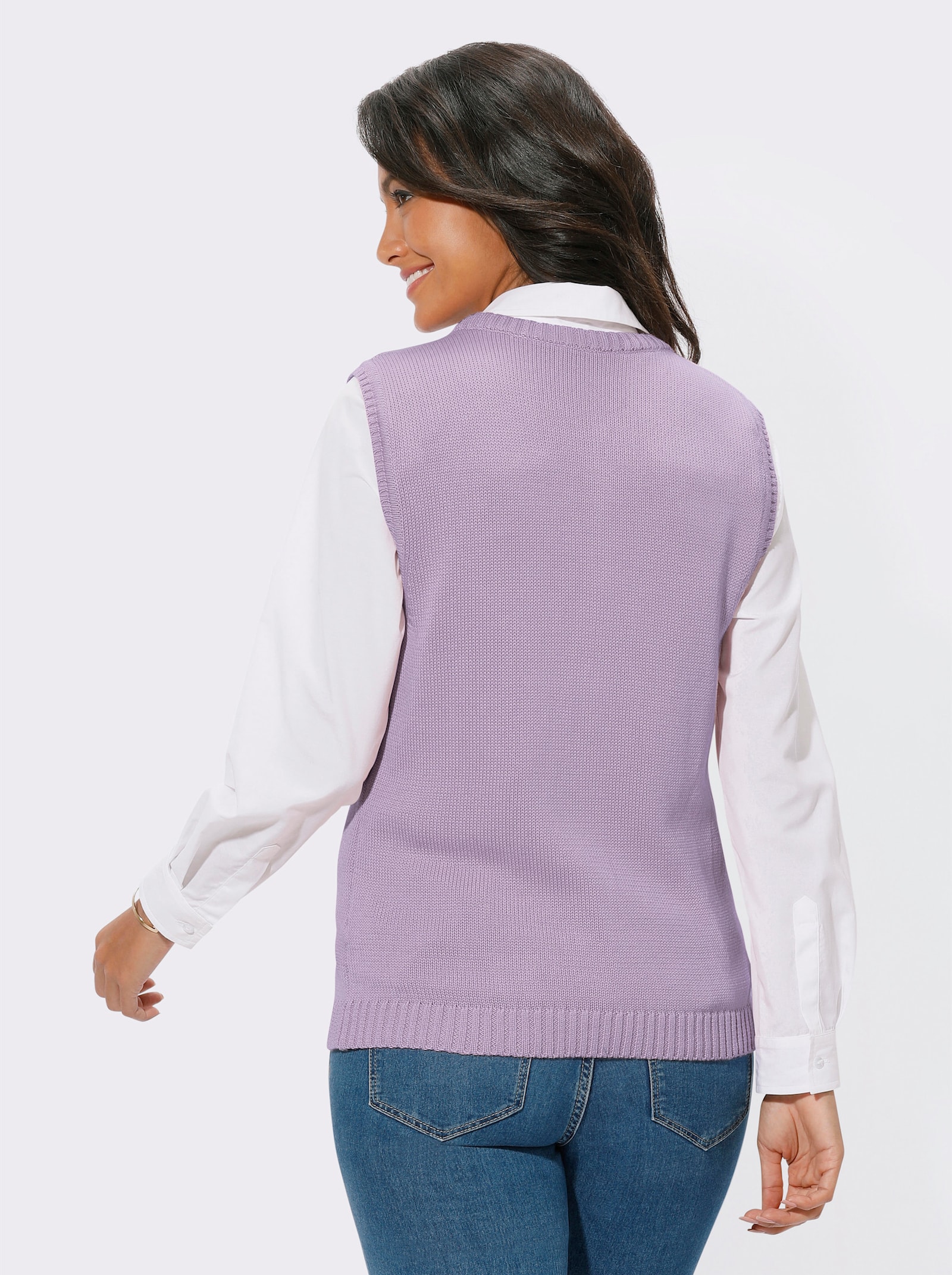 Strickweste mit Reissverschluss - flieder