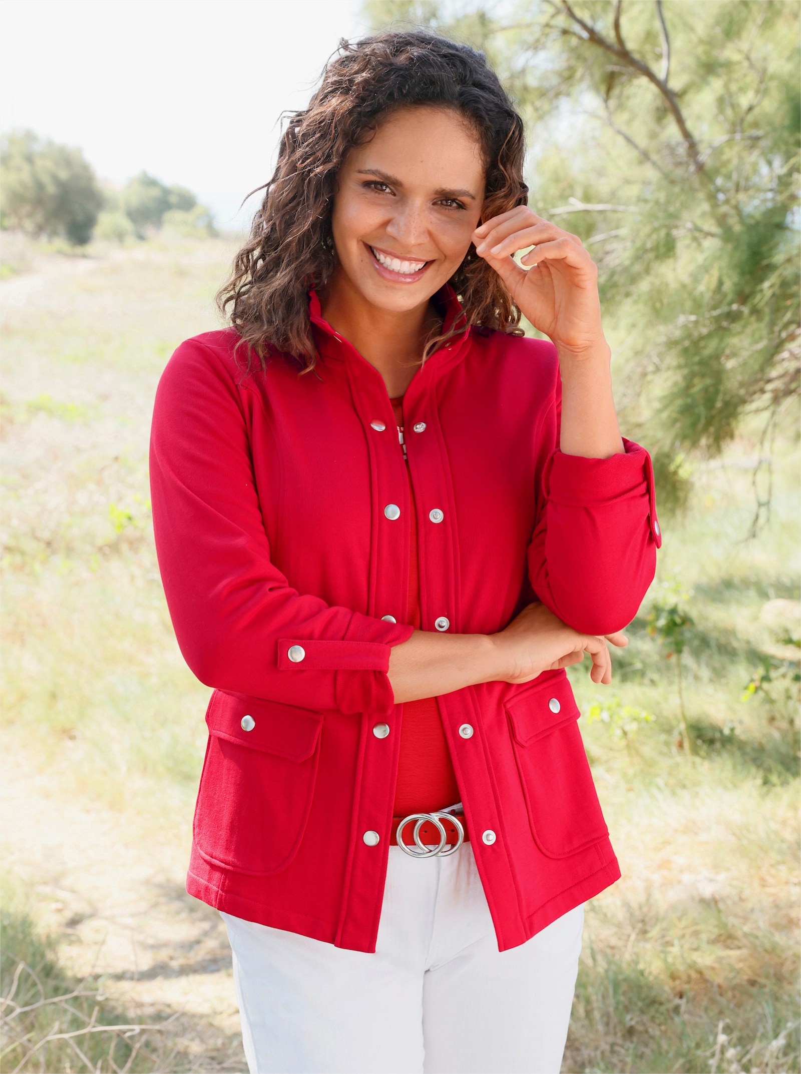 Shirtjacke mit Druckknopf-Verschluss - rot