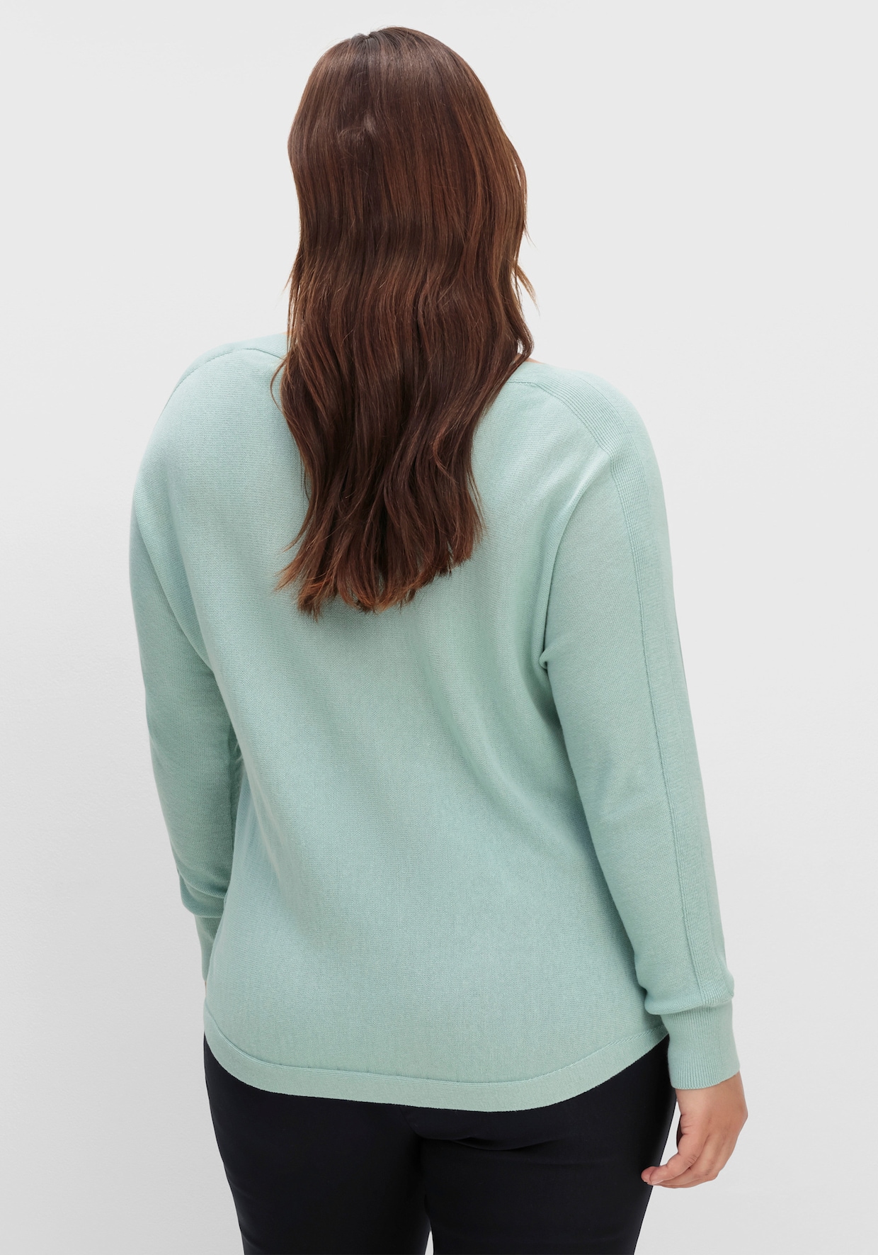 Langarm-Pullover in Jersey-Strick - kalkmint