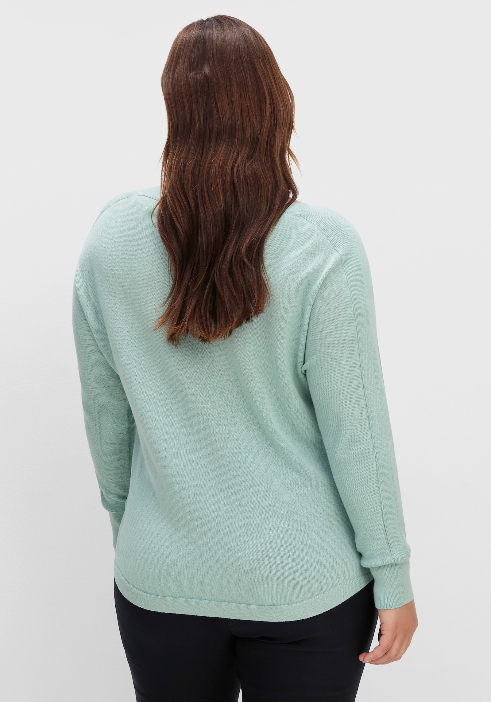 Langarm-Pullover in Jersey-Strick - kalkmint