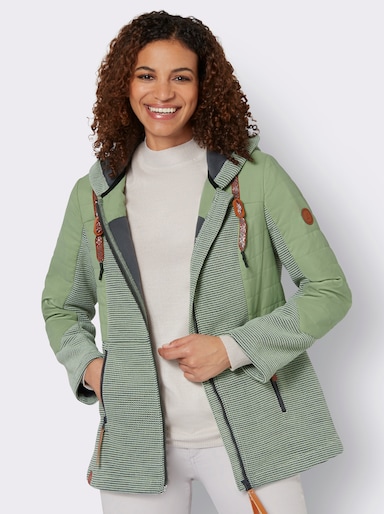 Übergangsjacke im Mix aus Fleece und Stepp - eucalyptus