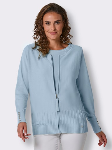 CREATION L PREMIUM Feinstrickjacke mit Fledermaus-Ärmeln - eisblau