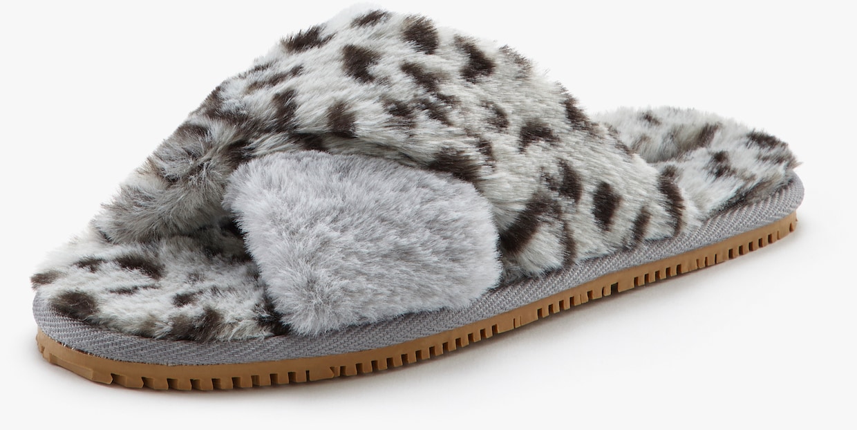 LASCANA slippers - grijs/luipaard