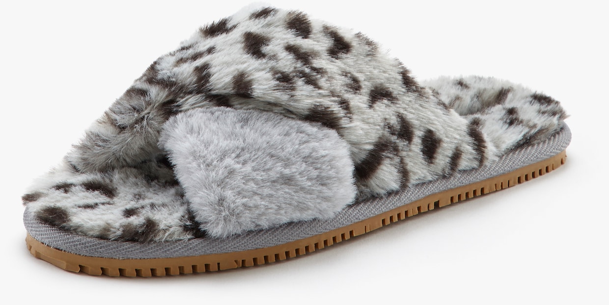 LASCANA Slippers - grijs/luipaard