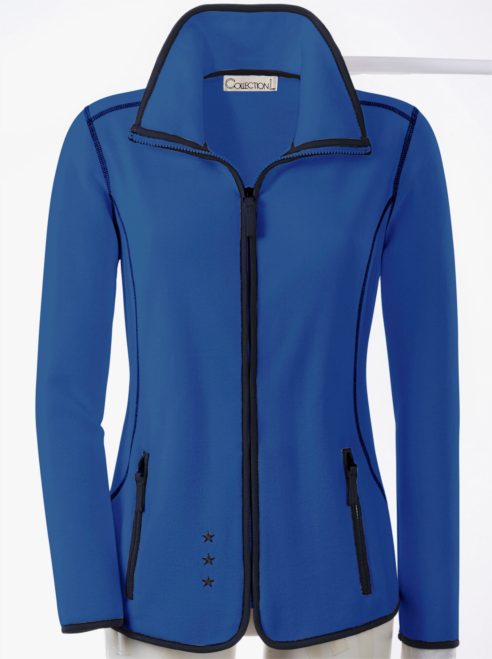 Fleecejacke mit Sternchen-Stickerei - royalblau