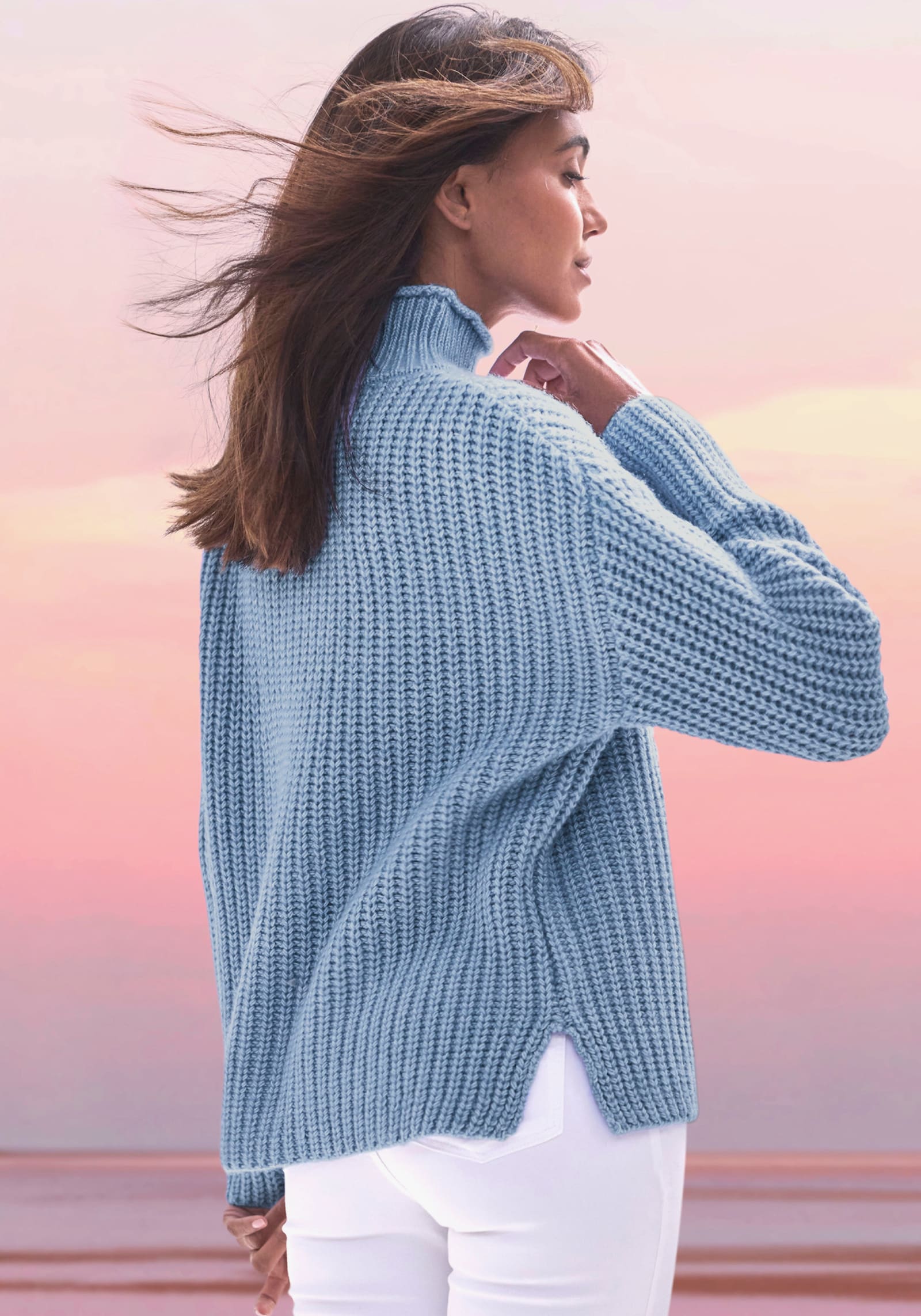 Buffalo Stehkragenpullover - blau meliert