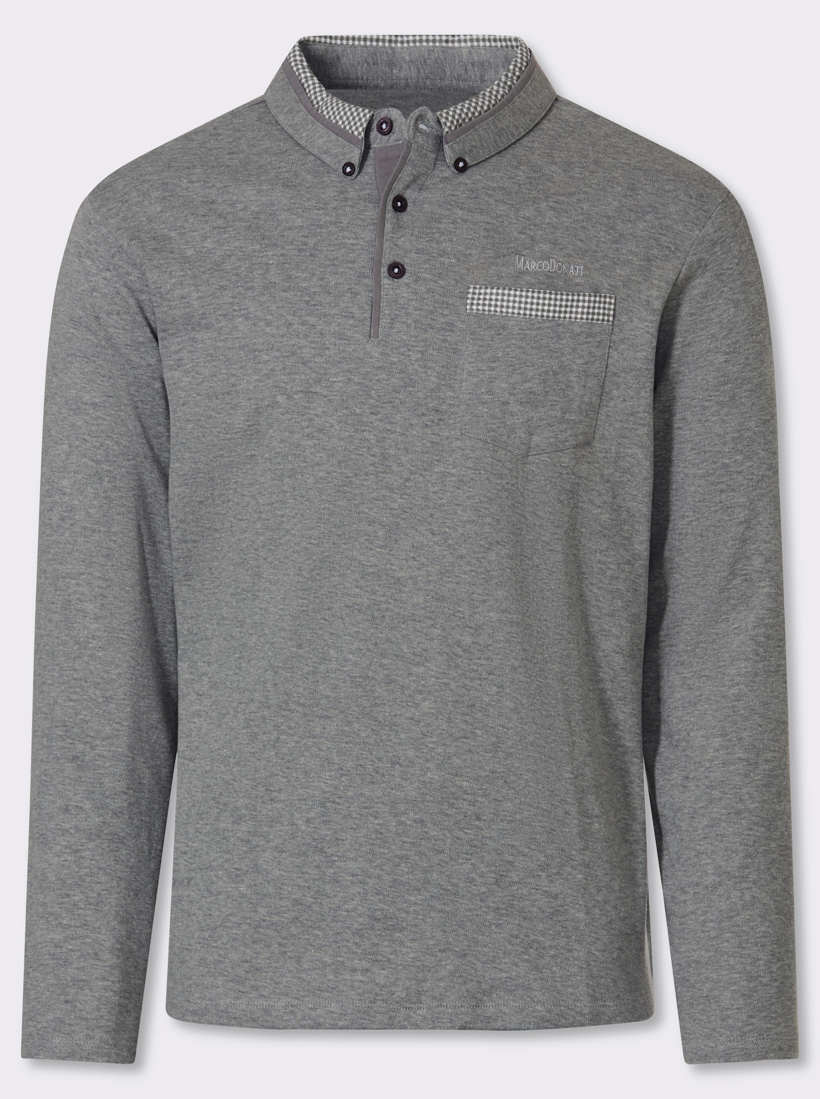 Marco Donati Langarmshirt mit Button-Down-Kragen - grau-meliert