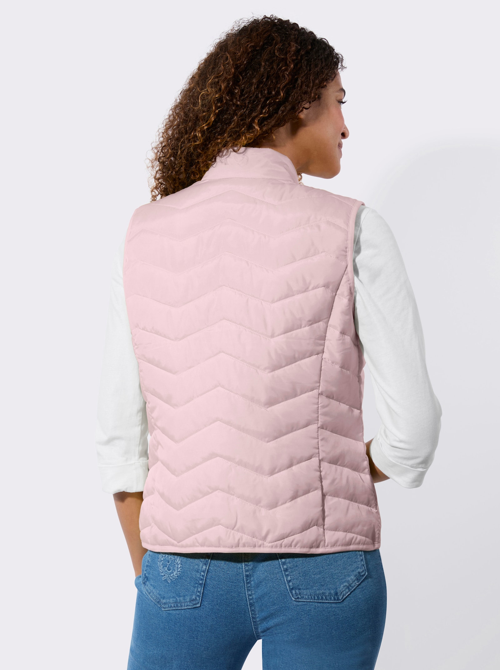 Steppweste im Zickzack-Muster - hellrosé