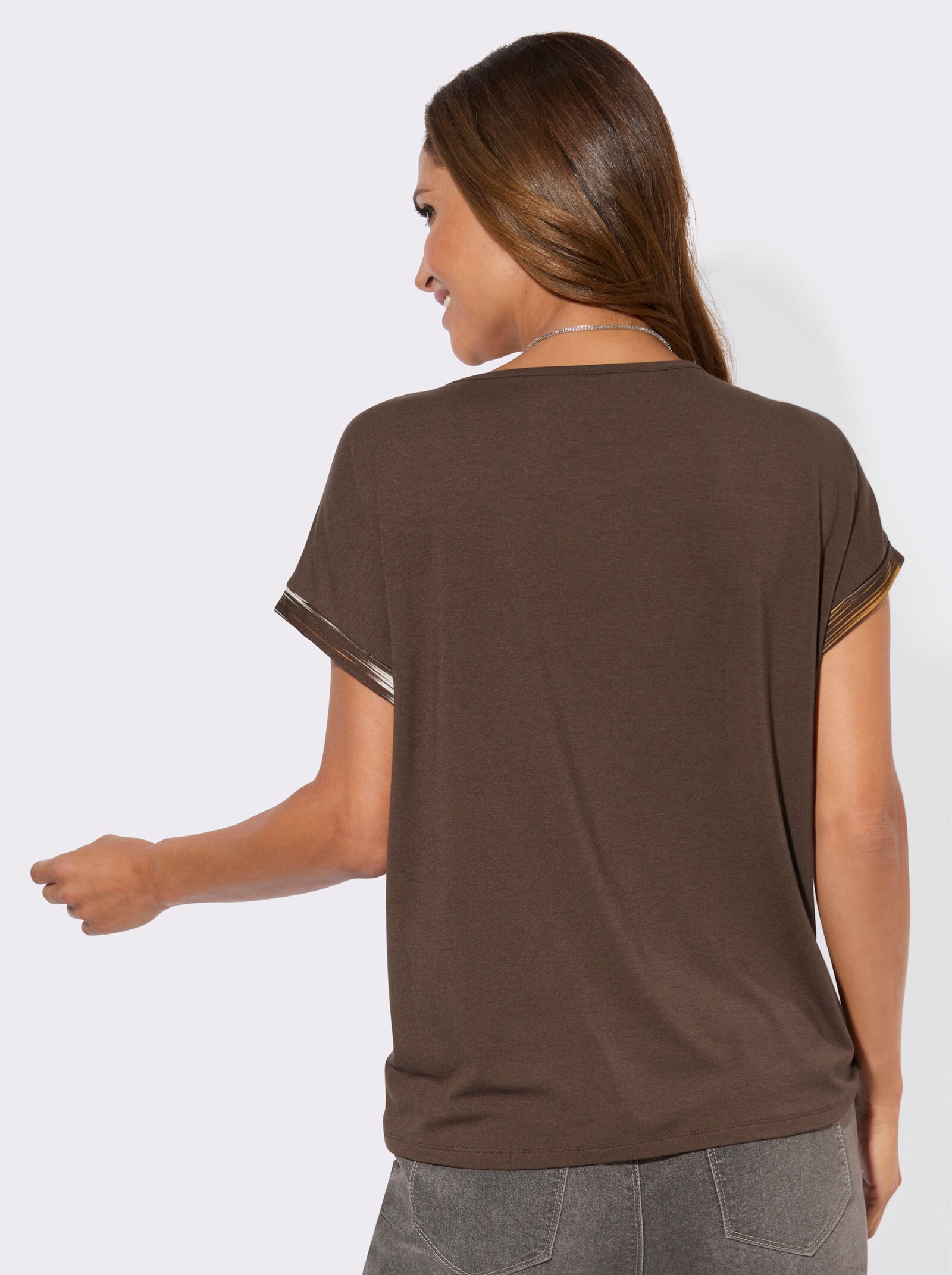 Print-Shirt mit Schriftzug - elfenbein-schoko-bedruckt