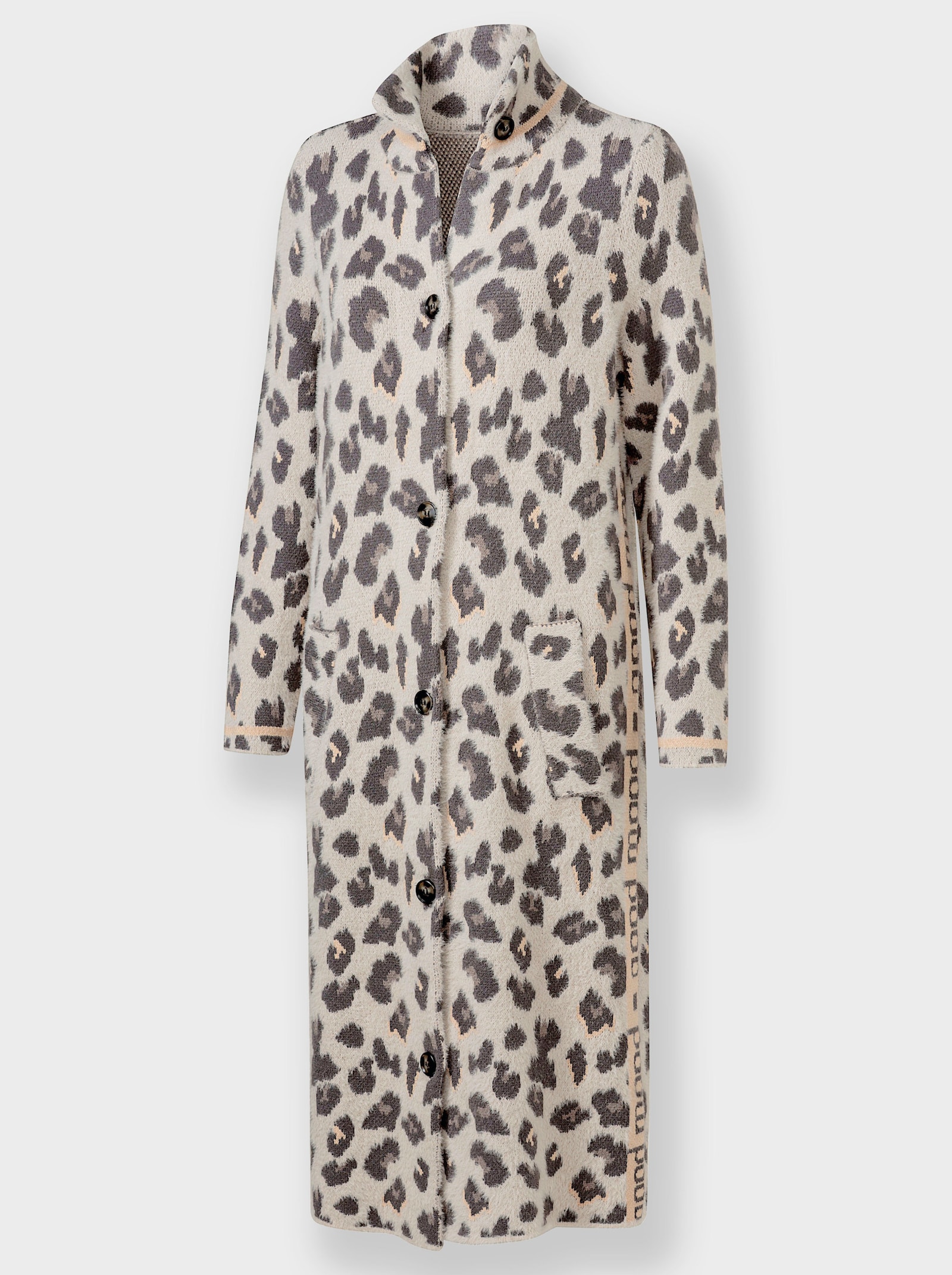 heine Strickmantel mit hohem Stehkragen - elfenbein-taupe-gemustert