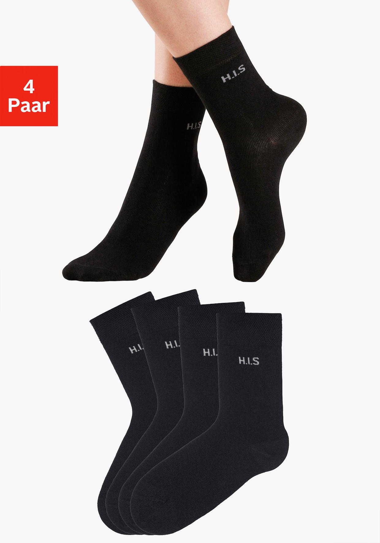 H.I.S Chaussettes - 4x noir