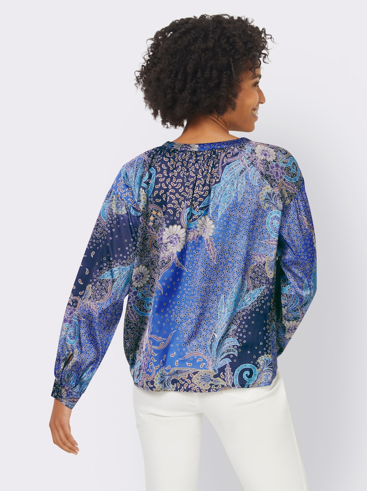 heine Chemisier en satin - bleu marine-bleu moyen imprimé