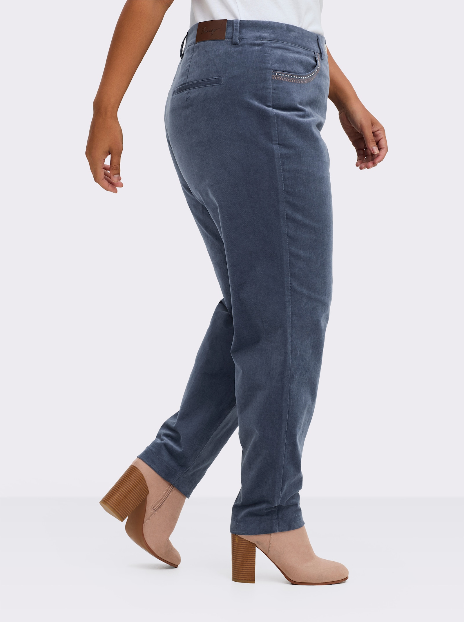 sheego Chinohose mit dehnbaren Nähten - rauchblau