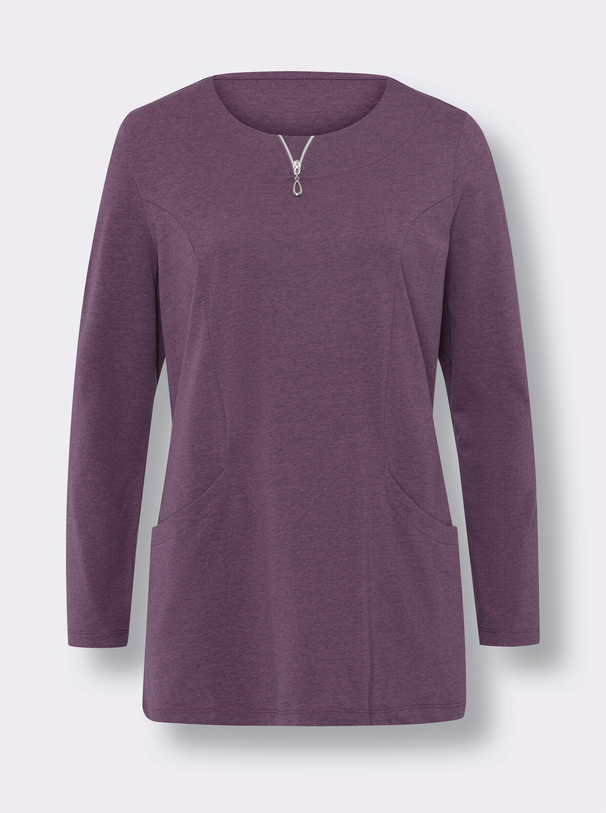 Longshirt - violett-meliert