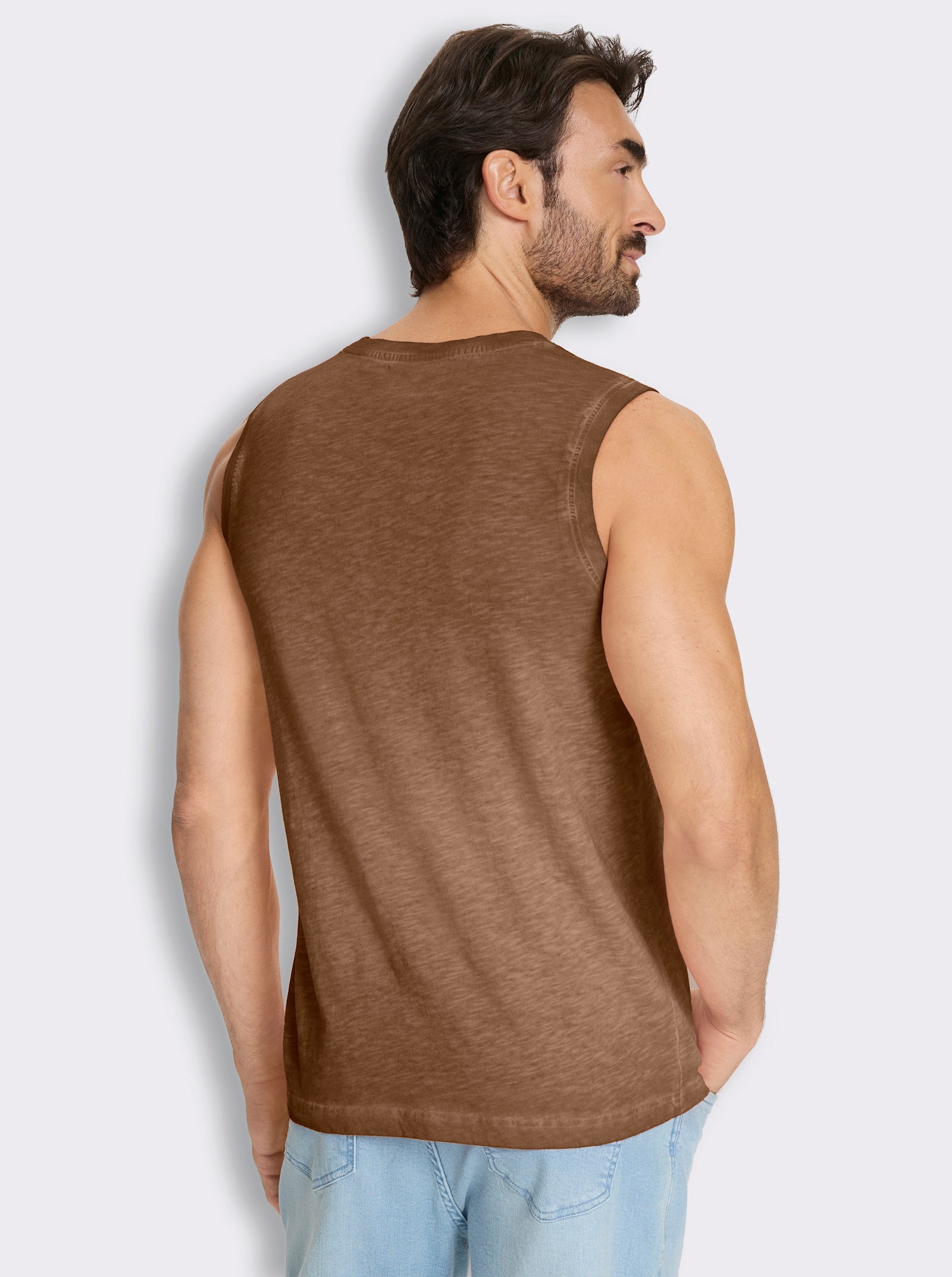 V-Shirt ärmellos, aus Baumwolle - braun